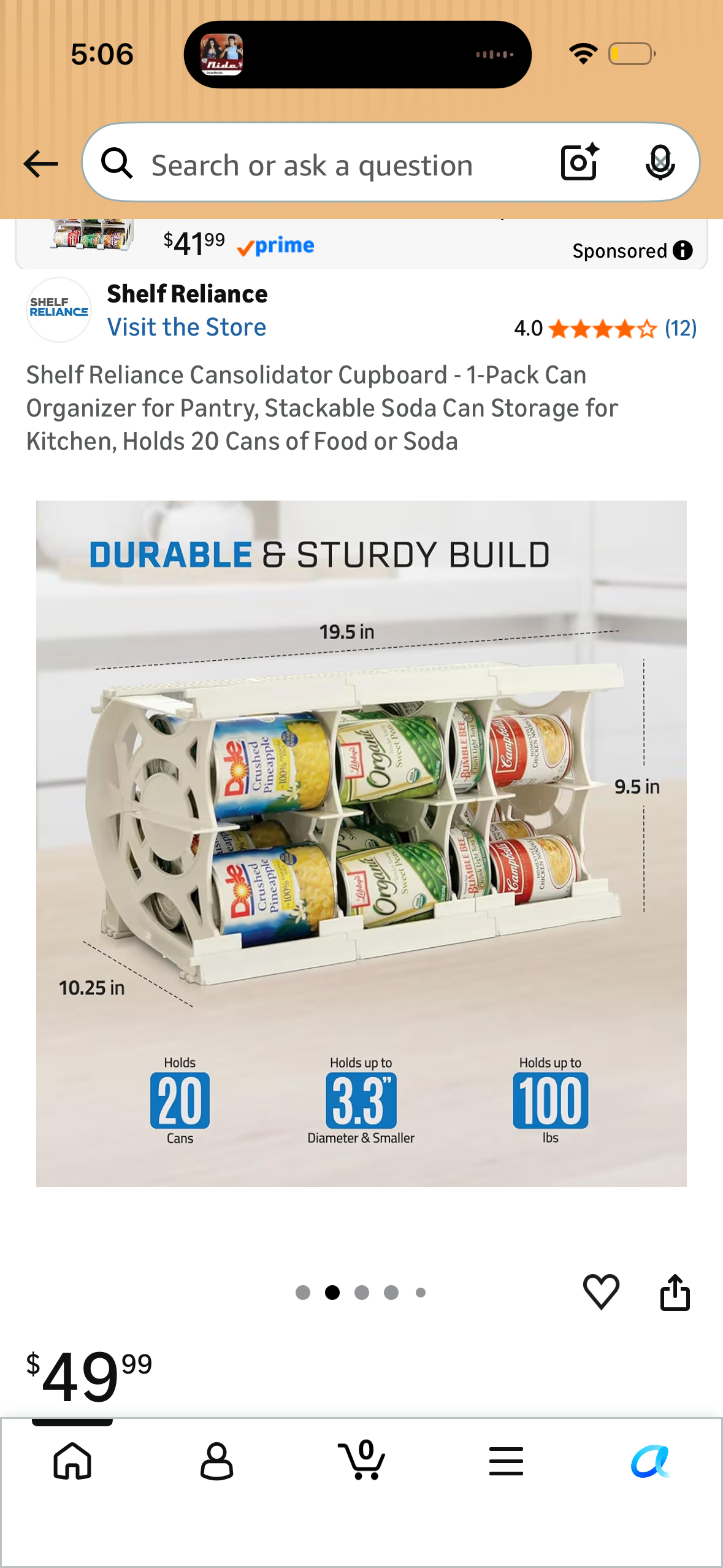 Shelf Reliance Cansolidator Cupboard - 1-Pack Can Organizer for Pantry, Stackable Soda Can Storage for Kitchen, Holds 20 Cans of Food or Soda