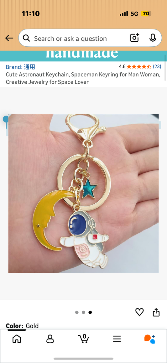 Cute Astronaut Keychain, Spaceman Keyring