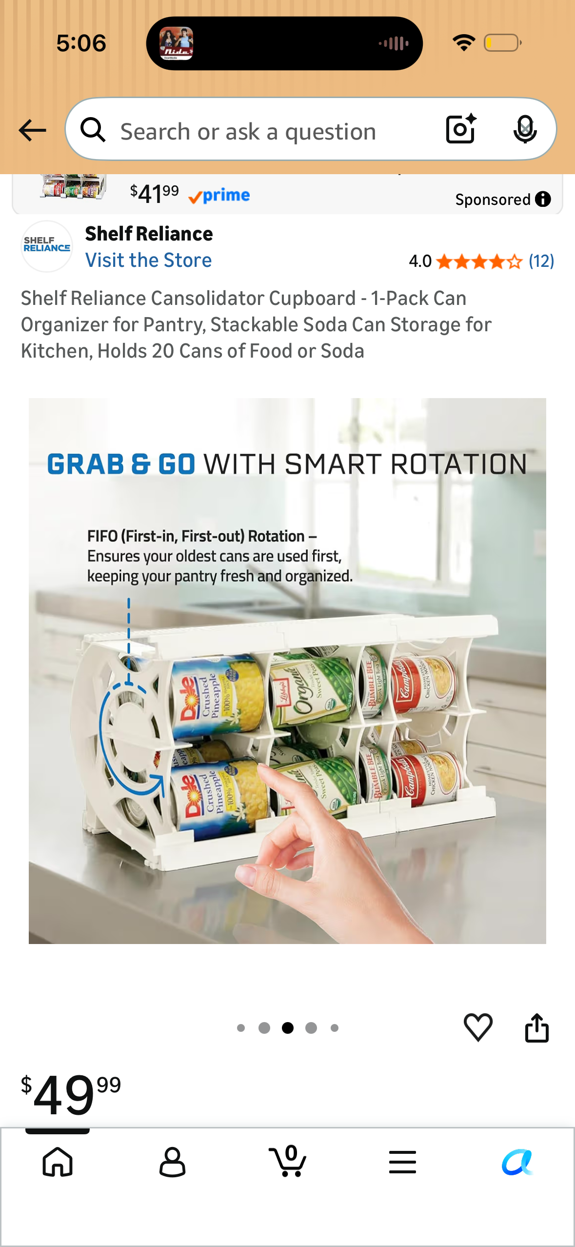 Shelf Reliance Cansolidator Cupboard - 1-Pack Can Organizer for Pantry, Stackable Soda Can Storage for Kitchen, Holds 20 Cans of Food or Soda