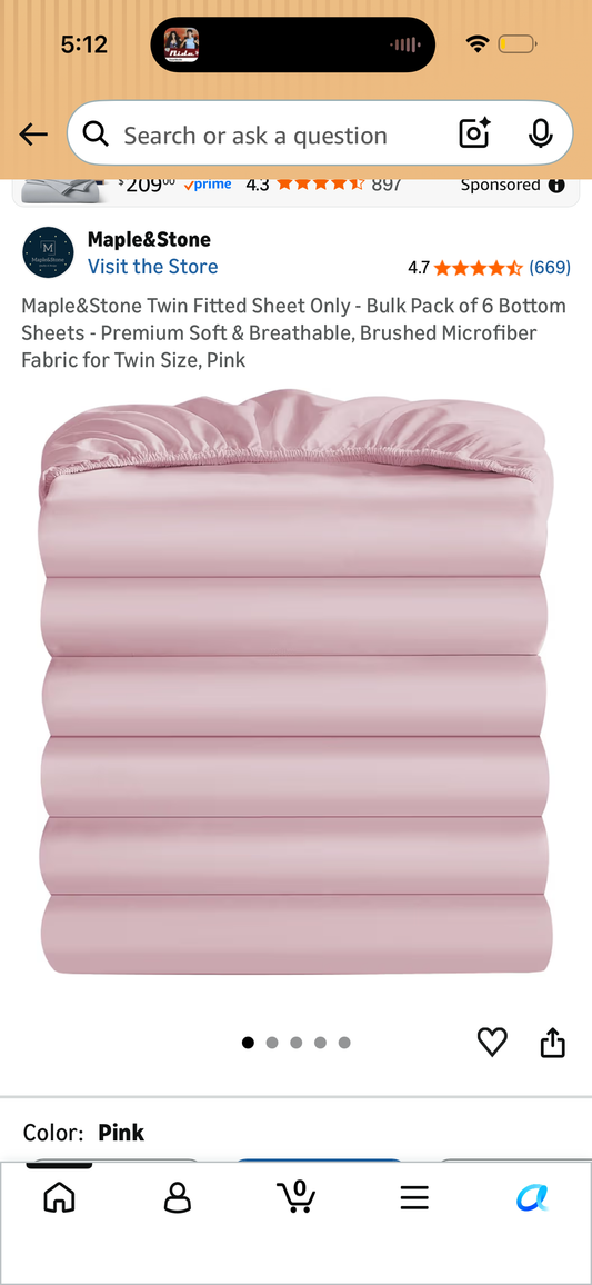 Maple&Stone King Fitted Sheet Only - Bulk Pack of 6 Bottom Sheets - Premium Soft & Breathable, Brushed Microfiber Fabric for King Size, Pink