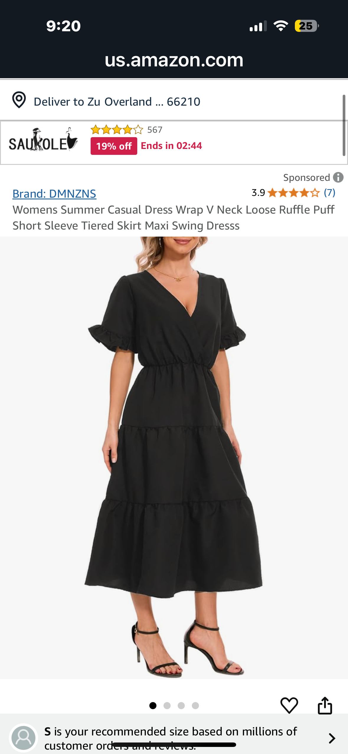 Womens Summer Casual Dress Wrap V Neck Loose Ruffle Puff Short Sleeve Tiered Skirt Maxi Swing Dress Size XL