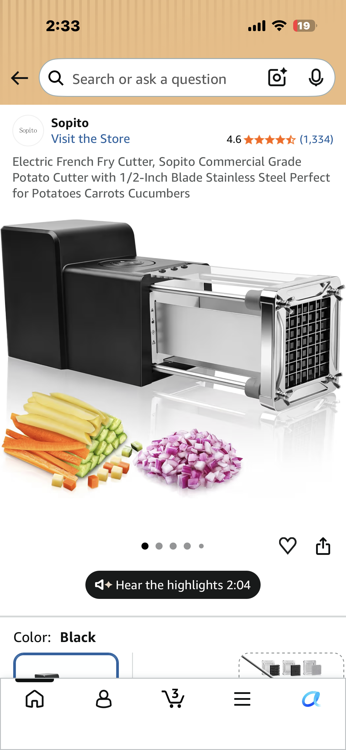 Electric French Fry Cutter, Sopito Commercial Grade Potato Cutter with 1/2-Inch Blade, Stainless Steel, Perfect for Potatoes,Carrots Cucumbers