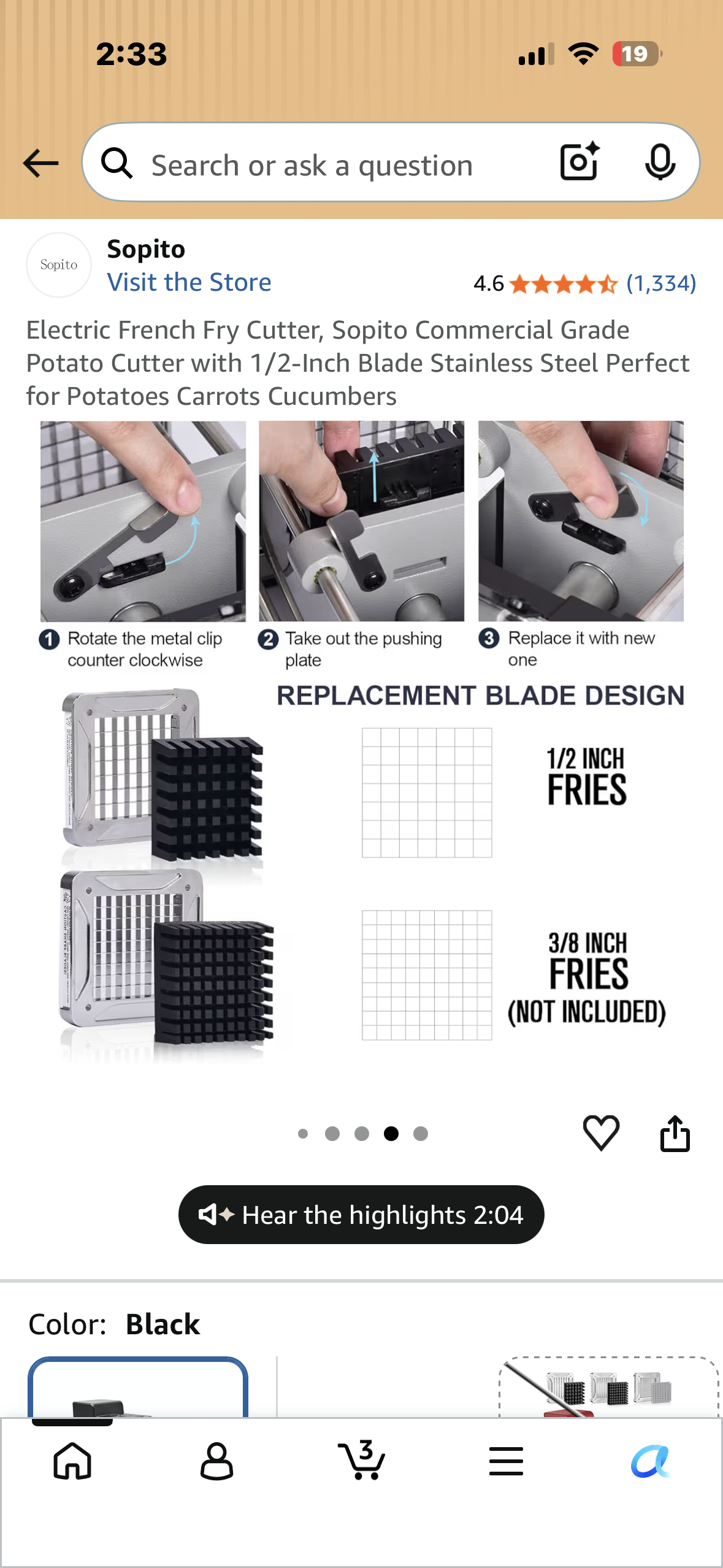 Electric French Fry Cutter, Sopito Commercial Grade Potato Cutter with 1/2-Inch Blade, Stainless Steel, Perfect for Potatoes,Carrots Cucumbers