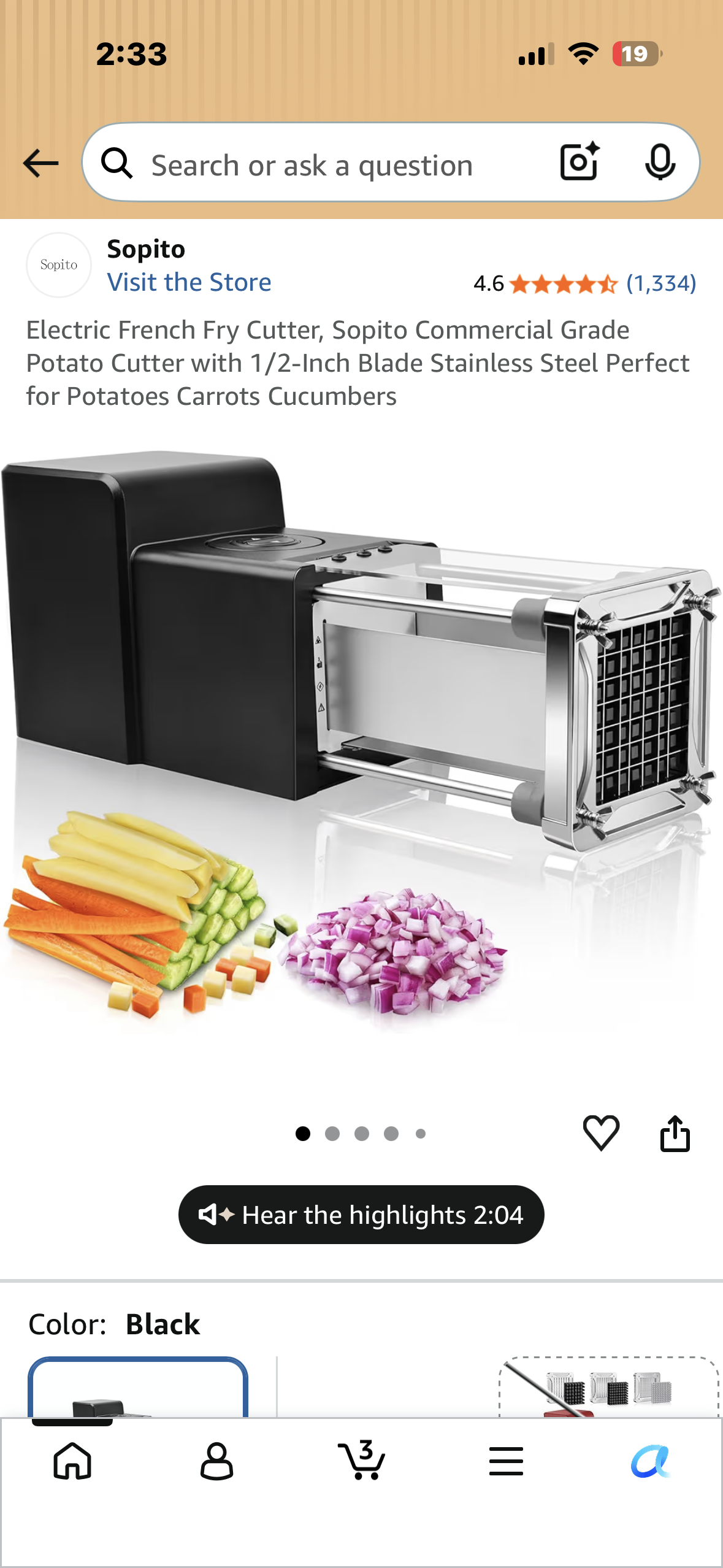 Electric French Fry Cutter, Sopito Commercial Grade Potato Cutter with 1/2-Inch Blade, Stainless Steel, Perfect for Potatoes,Carrots Cucumbers