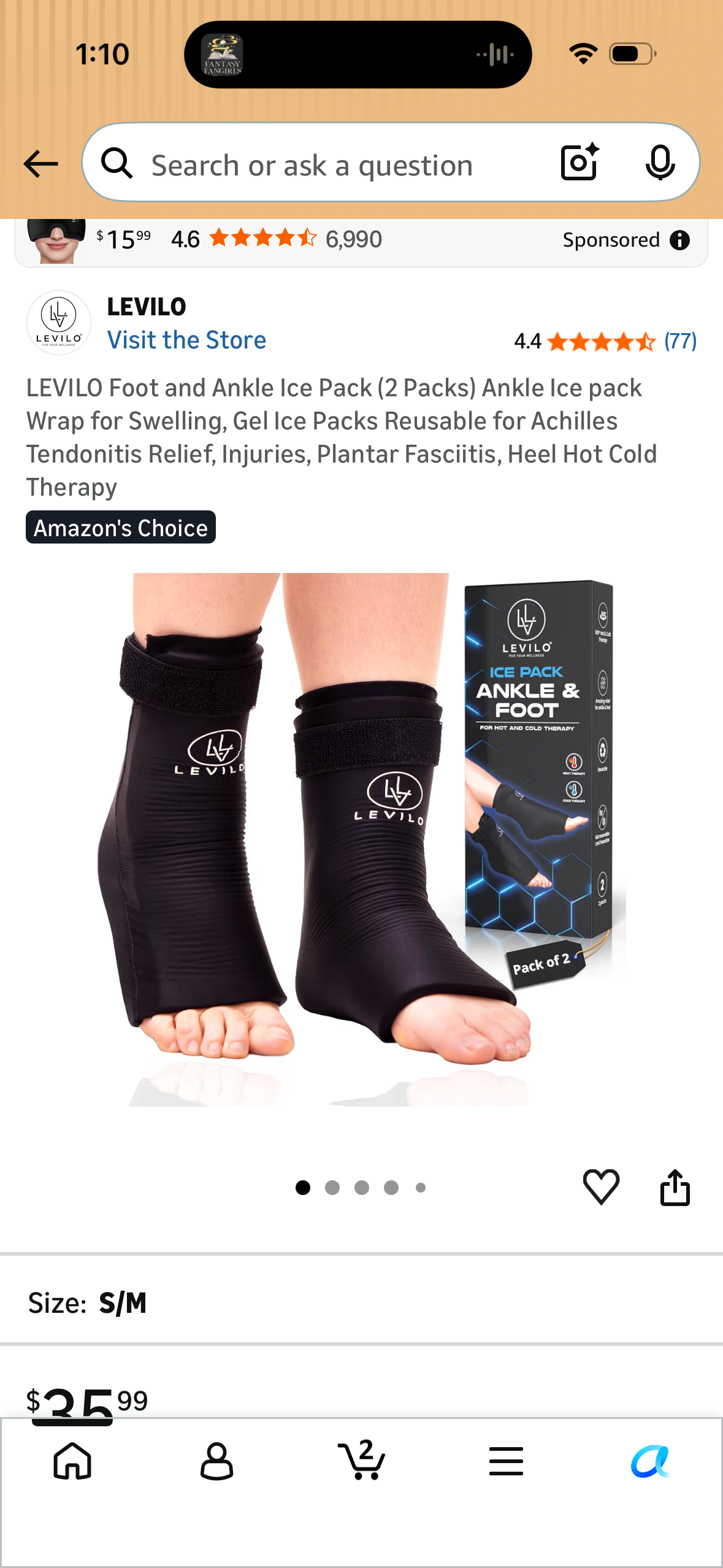LEVILO Foot and Ankle Ice Pack (2 Packs) Ankle Ice pack Wrap for Swelling, Gel Ice Packs Reusable for Achilles Tendonitis Relief, Injuries, Plantar Fasciitis, Heel Hot Cold Therapy