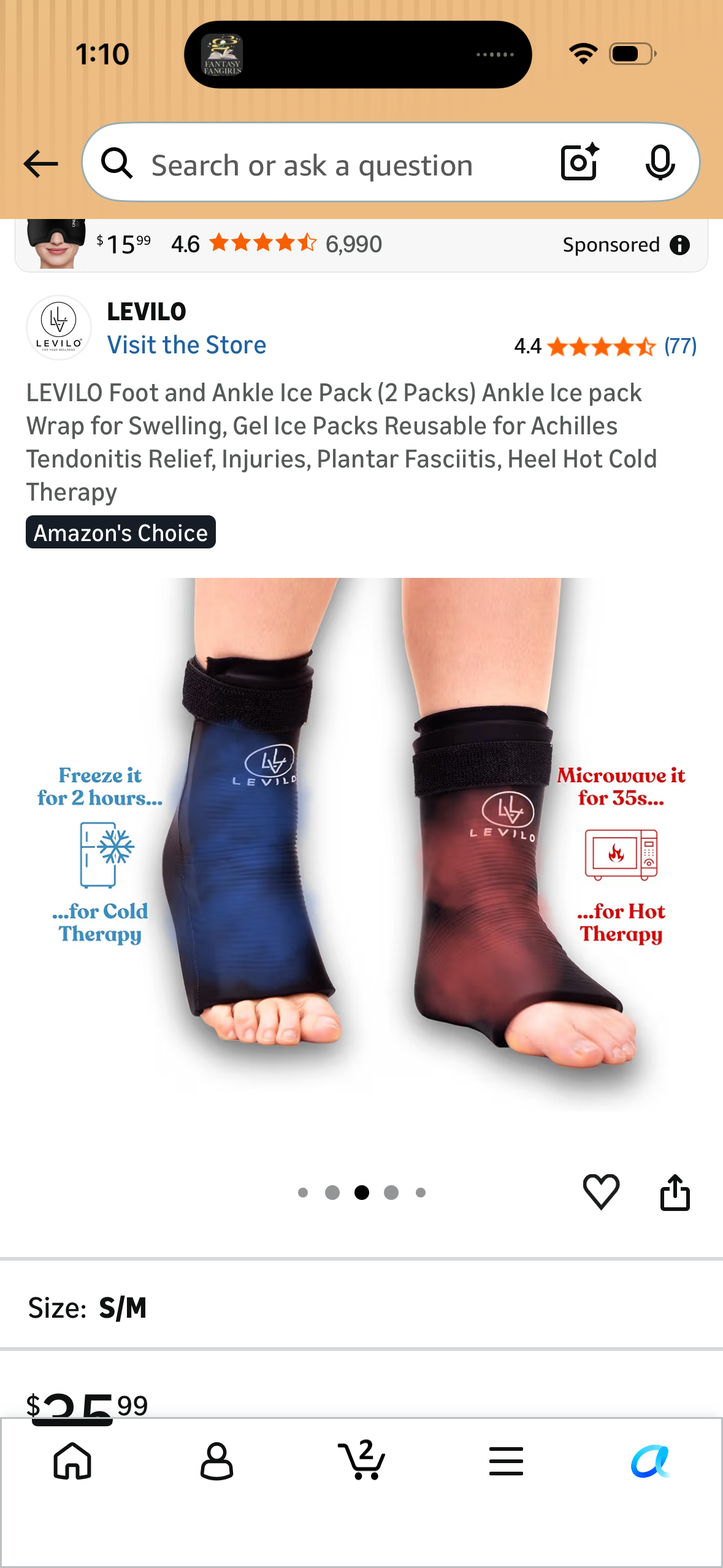 LEVILO Foot and Ankle Ice Pack (2 Packs) Ankle Ice pack Wrap for Swelling, Gel Ice Packs Reusable for Achilles Tendonitis Relief, Injuries, Plantar Fasciitis, Heel Hot Cold Therapy