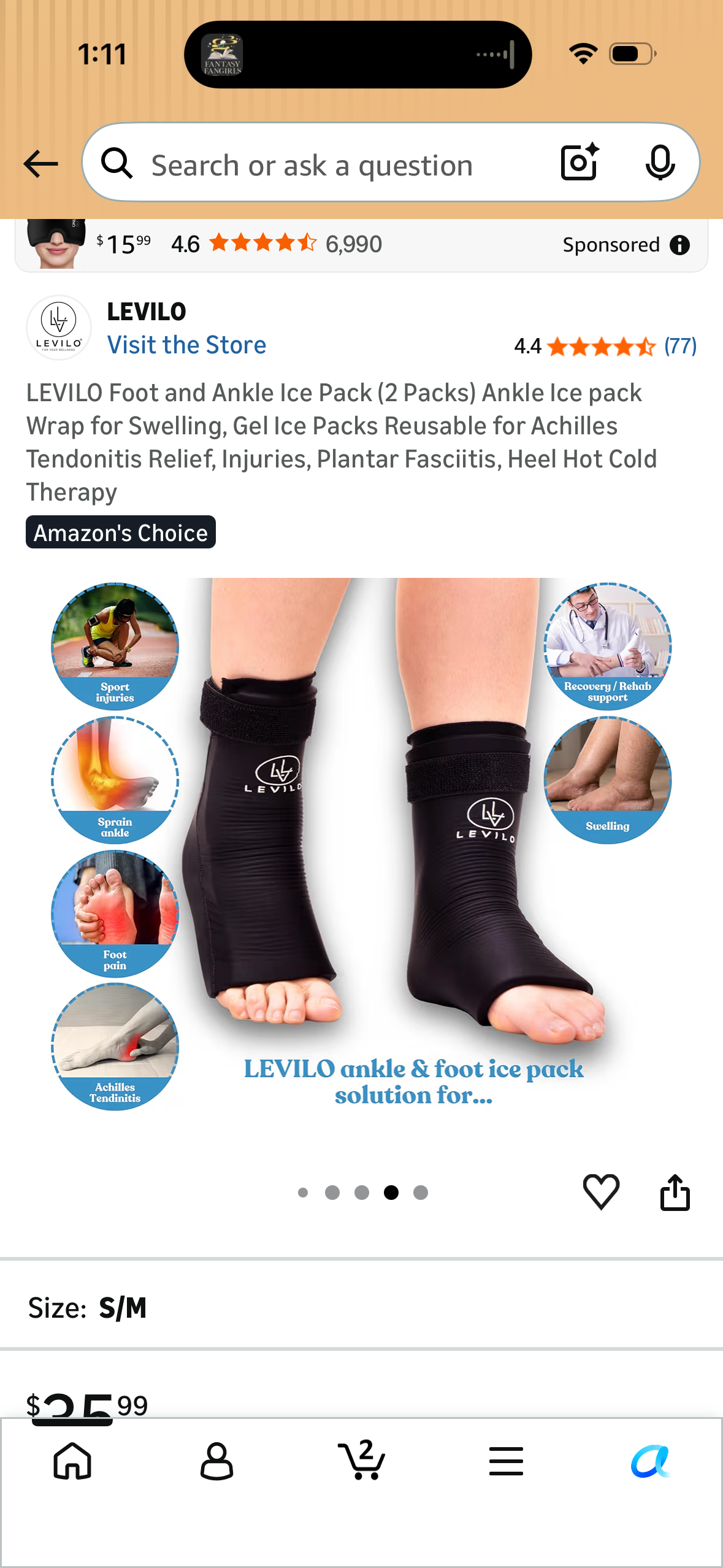 LEVILO Foot and Ankle Ice Pack (2 Packs) Ankle Ice pack Wrap for Swelling, Gel Ice Packs Reusable for Achilles Tendonitis Relief, Injuries, Plantar Fasciitis, Heel Hot Cold Therapy