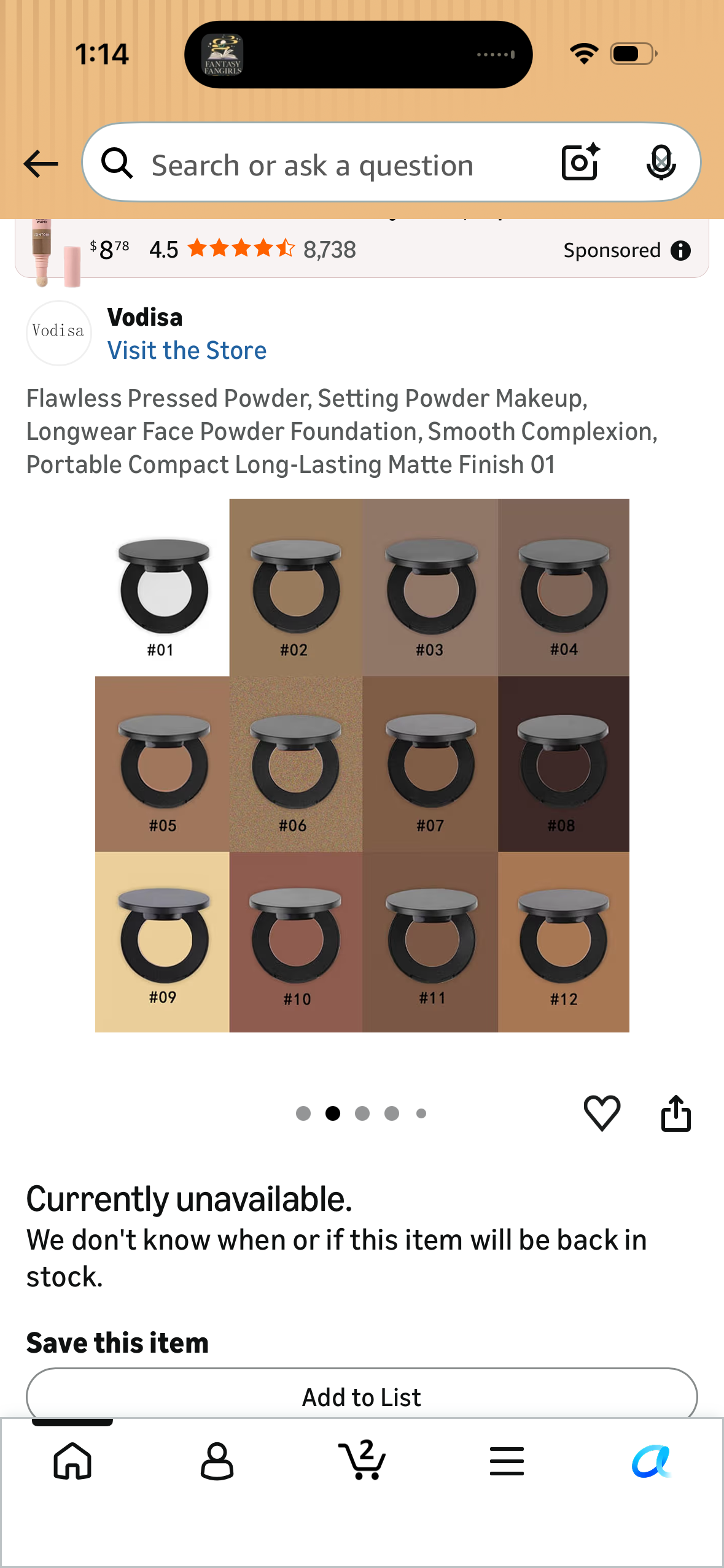 Vodisa Flawless Pressed Powder, Setting Powder Makeup, Longwear Face Powder Foundation, Smooth Complexion, Portable Compact Long-Lasting Matte Finish 01