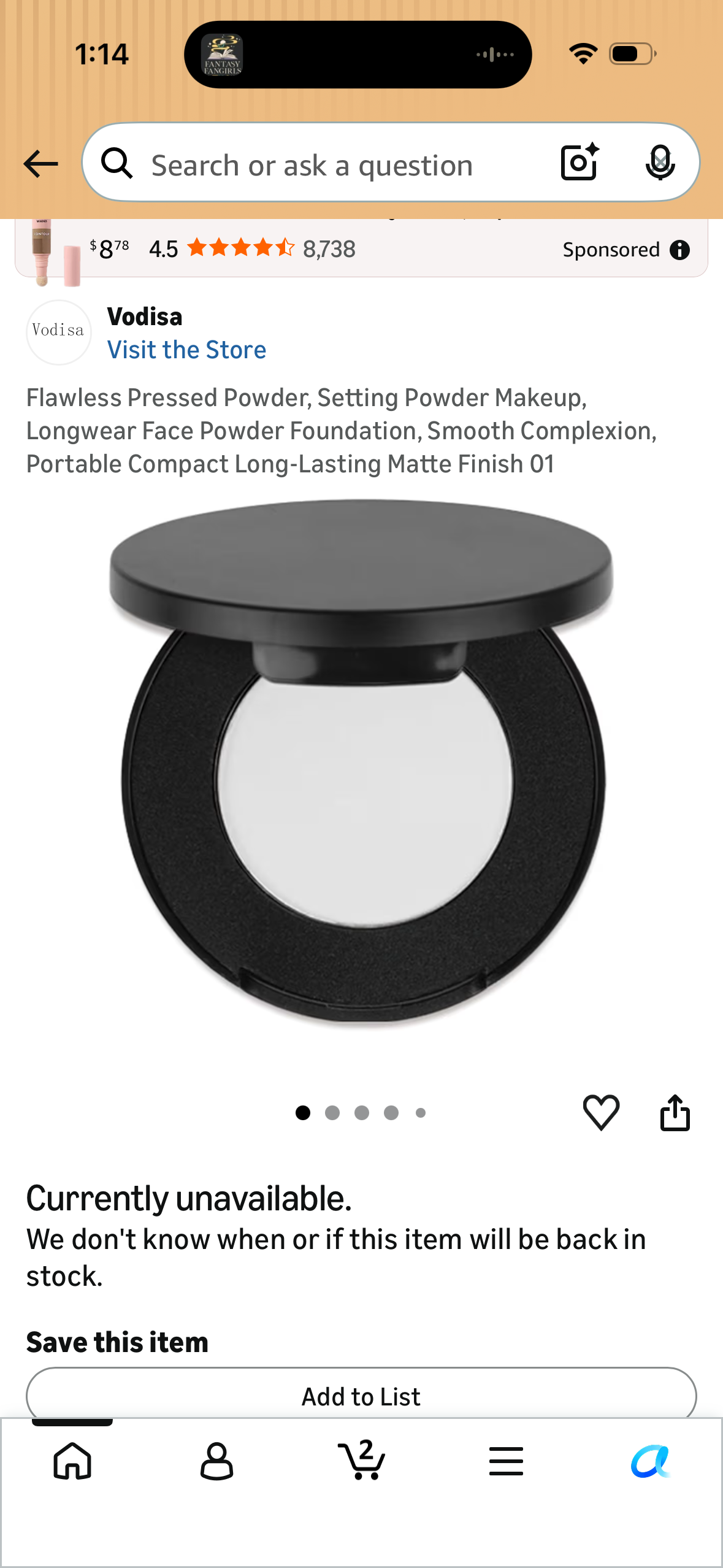 Vodisa Flawless Pressed Powder, Setting Powder Makeup, Longwear Face Powder Foundation, Smooth Complexion, Portable Compact Long-Lasting Matte Finish 01