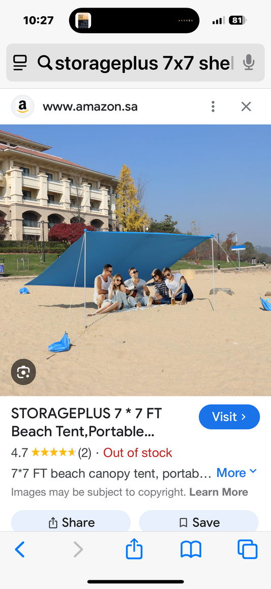 STORAGEPLUS 7x7FT Beach Tent,Portable Camping Outdoor Sun Shade Shelter UPF50+ Canopy
