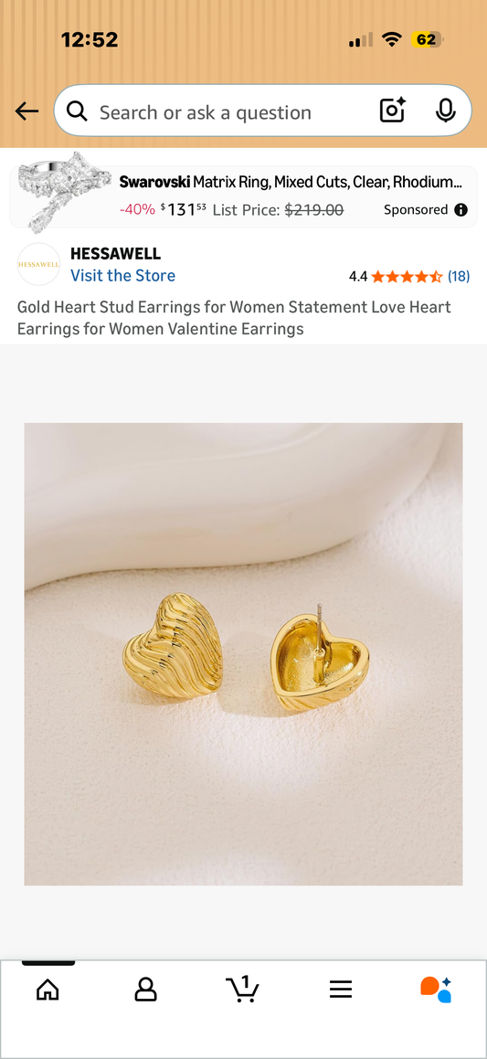 Gold Heart Stud Earrings for Women Statement Love Heart Earrings for Women Valentine Earrings