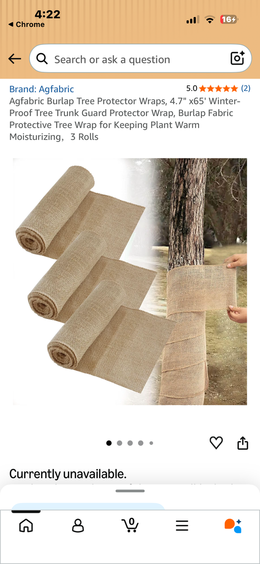 Agfabric Burlap Tree Protector Wraps, 4.7" x65' Winter-Proof Tree Trunk Guard Protector Wrap, Burlap Fabric Protective Tree Wrap for Keeping Plant Warm Moisturizing，3 Rolls