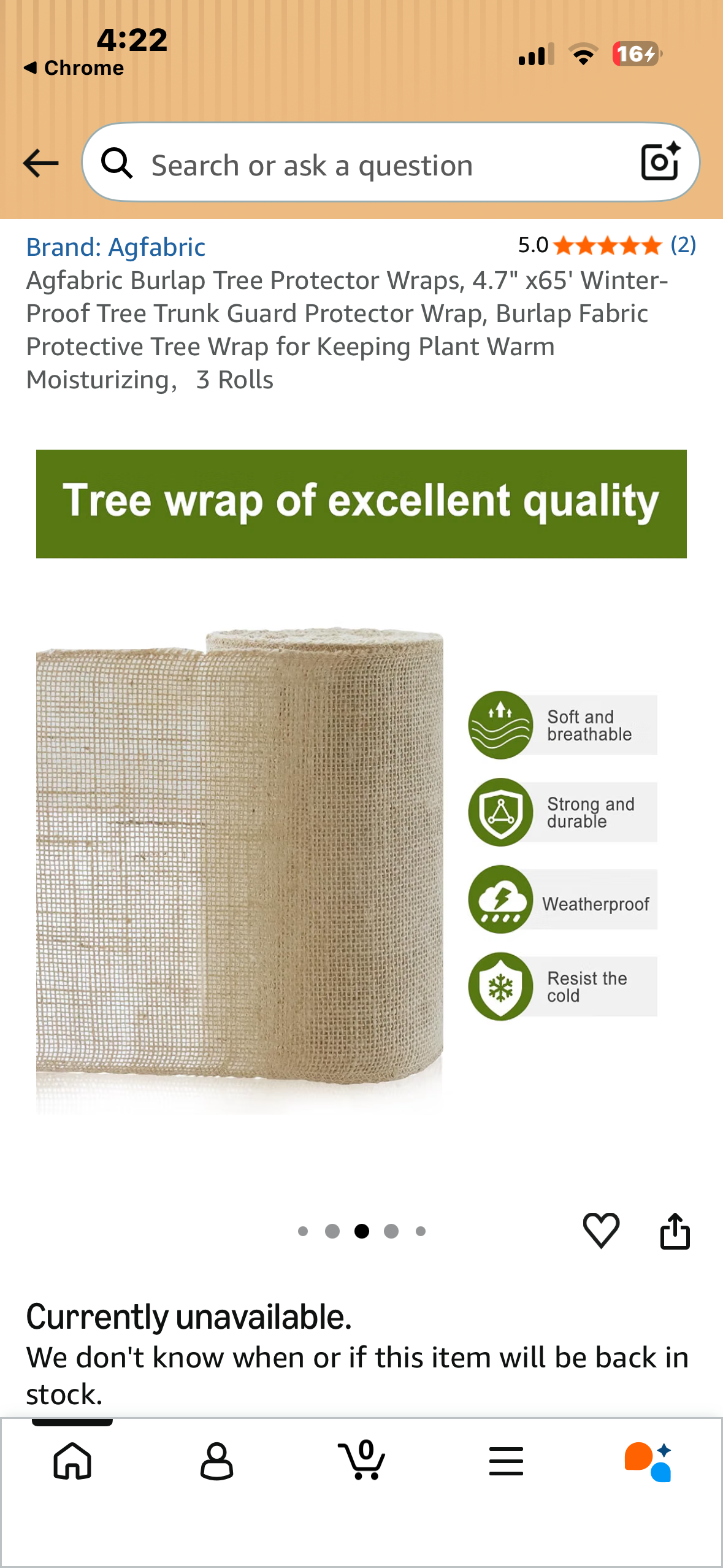 Agfabric Burlap Tree Protector Wraps, 4.7" x65' Winter-Proof Tree Trunk Guard Protector Wrap, Burlap Fabric Protective Tree Wrap for Keeping Plant Warm Moisturizing，3 Rolls