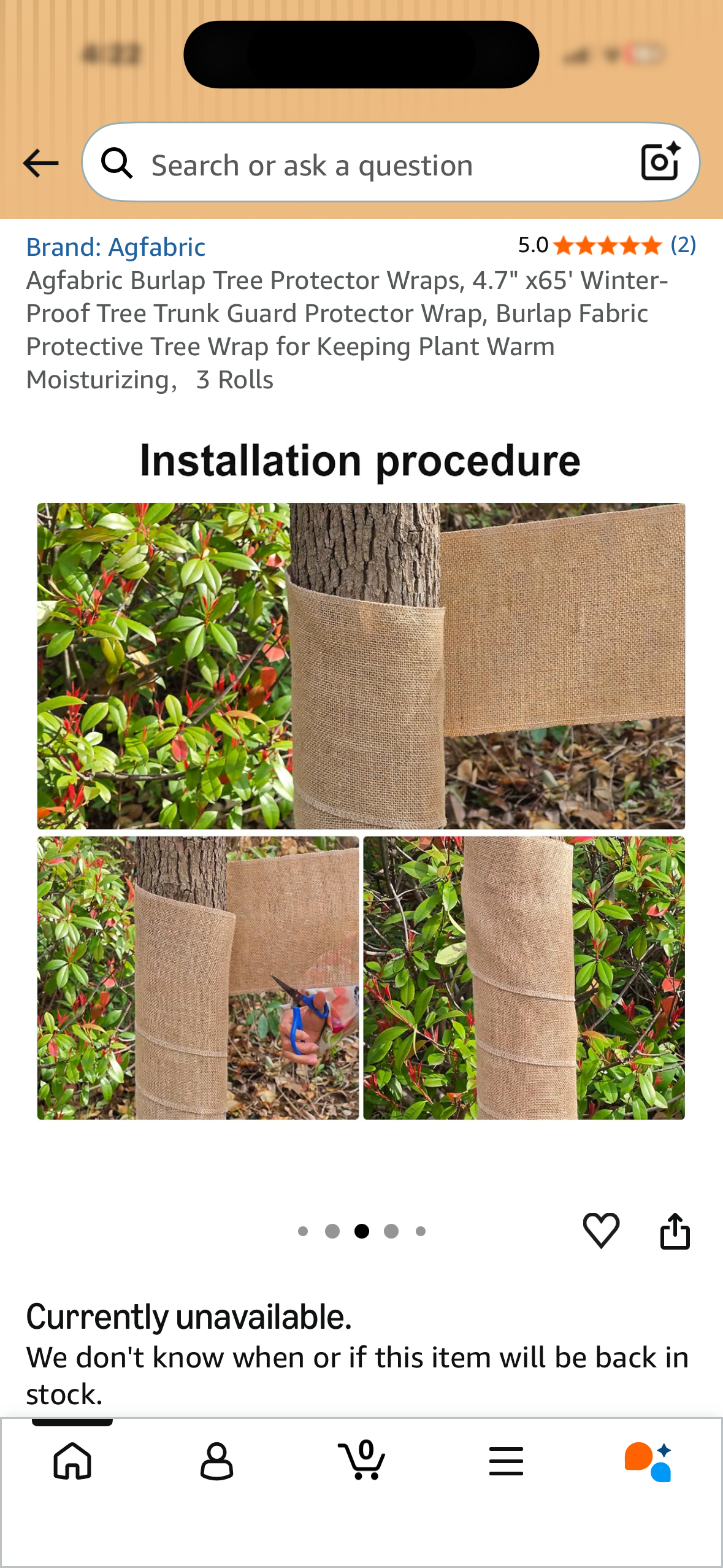Agfabric Burlap Tree Protector Wraps, 4.7" x65' Winter-Proof Tree Trunk Guard Protector Wrap, Burlap Fabric Protective Tree Wrap for Keeping Plant Warm Moisturizing，3 Rolls