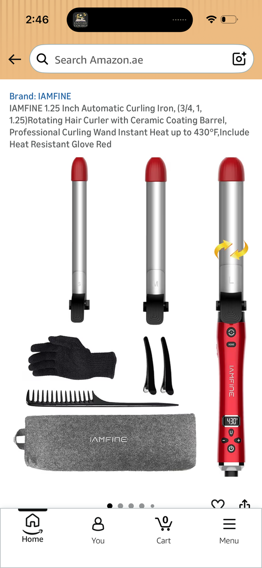 IAMFINE 1.25 Inch Automatic Curling Iron, (3/4, 1, 1.25)Rotating Hair Curler with Ceramic Coating Barrel, Professional Curling Wand Instant Heat up to 430°F,Include Heat Resistant Glove Red
