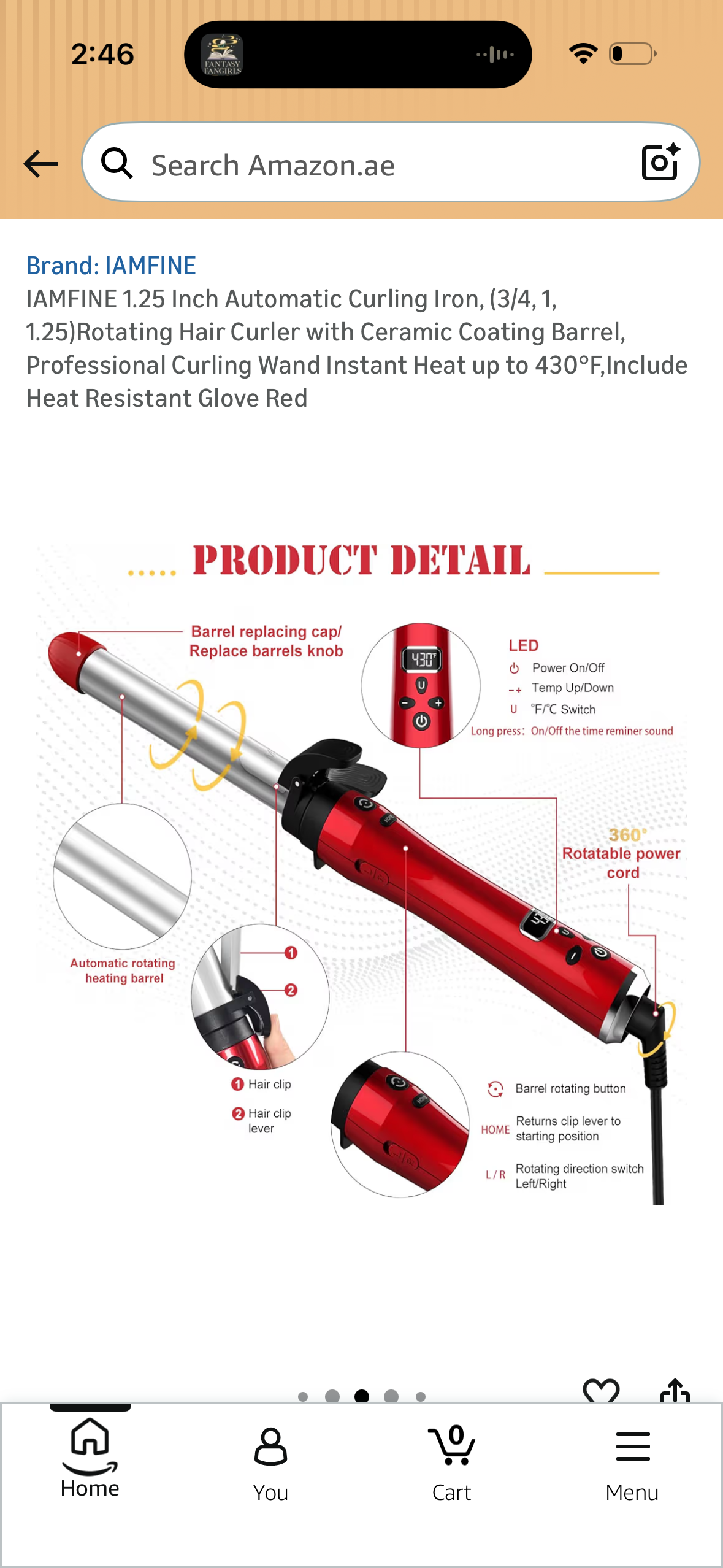 IAMFINE 1.25 Inch Automatic Curling Iron, (3/4, 1, 1.25)Rotating Hair Curler with Ceramic Coating Barrel, Professional Curling Wand Instant Heat up to 430°F,Include Heat Resistant Glove Red