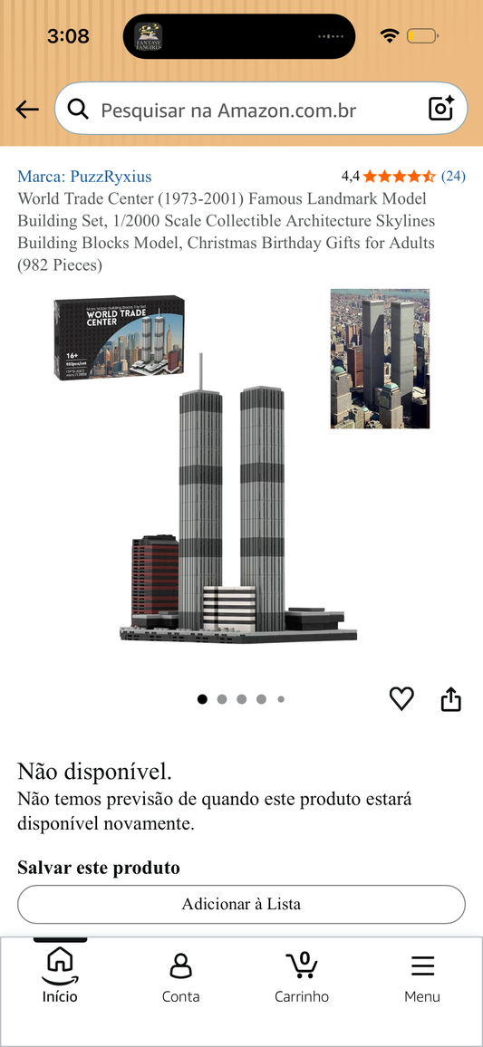 PuzzRyxius World Trade Center (1973-2001) Famous Landmark Model Building Set, 1/2000 Scale Collectible Architecture Skylines Building Blocks Model, Christmas Birthday Gifts for Adults (982 Pieces)