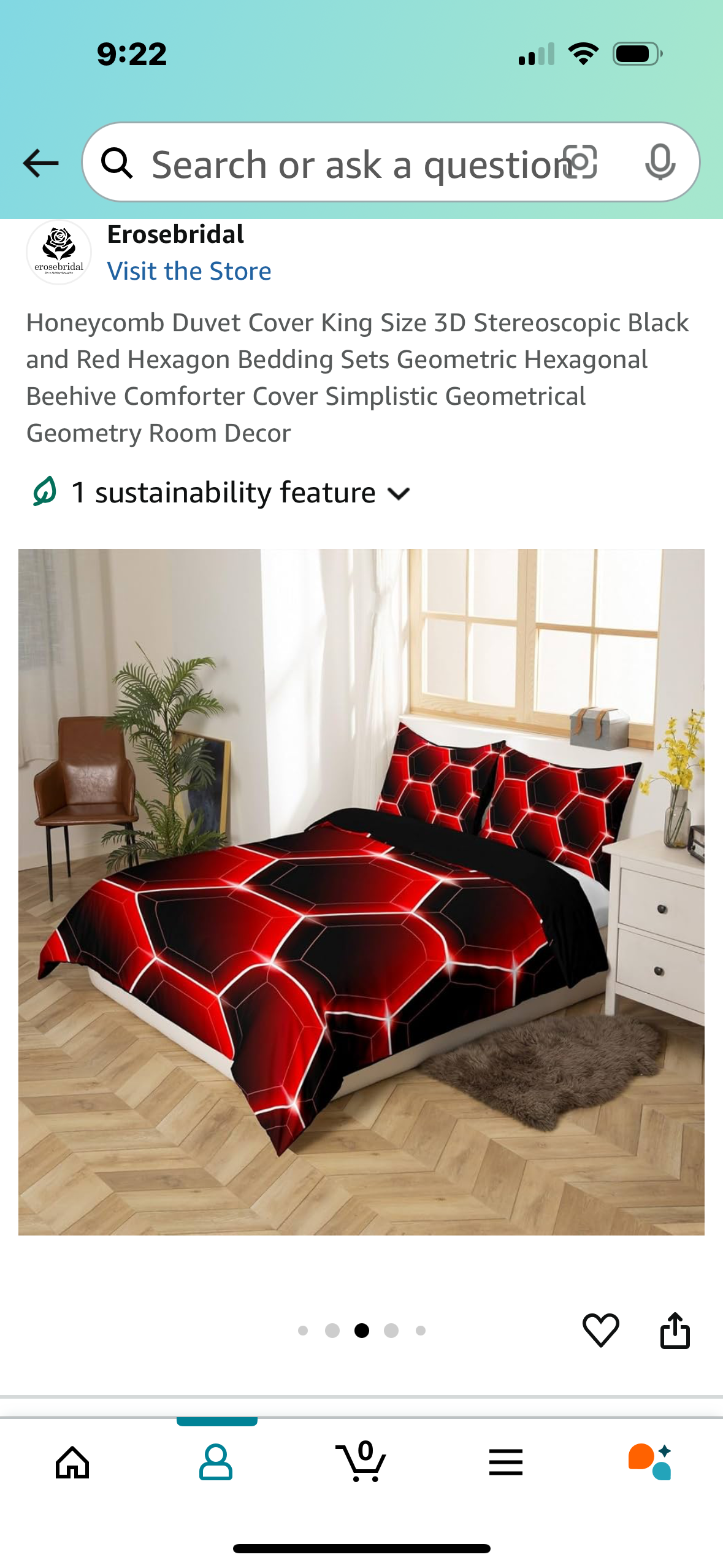 Honeycomb Duvet Cover King Size 3D Stereoscopic Black and Red Hexagon Bedding Sets Geometric Hexagonal Beehive Comforter Cover Simplistic Geometrical Geometry Room Decor