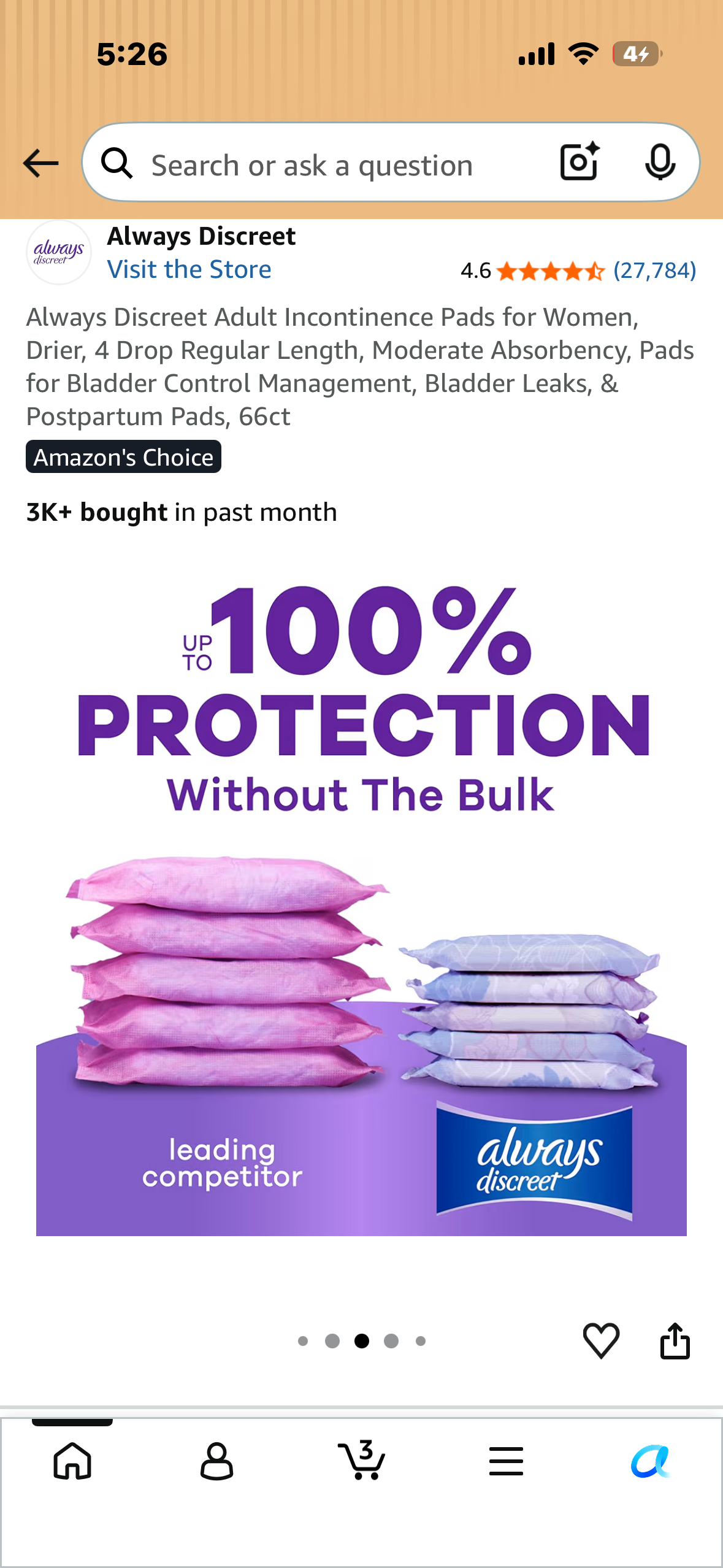 Always Discreet Adult Incontinence Pads for Women, Drier, 4 Drop Regular Length, Moderate Absorbency, Pads for Bladder Control Management, Bladder Leaks, & Postpartum Pads, 66ct