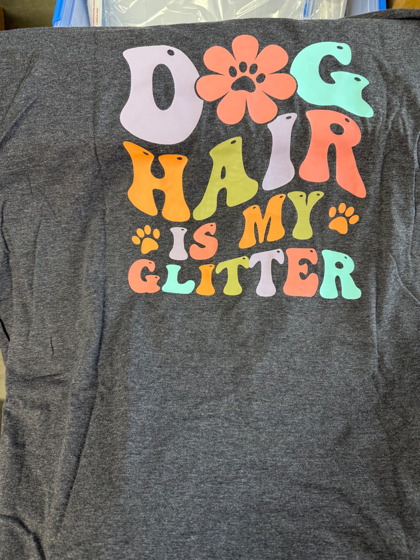 Dog Hair is My Glitter T-Shirt Womens Funny Letter Printed Tee Shirt, Dog Lover Gifts (Size Small, Medium, Large, XXL)