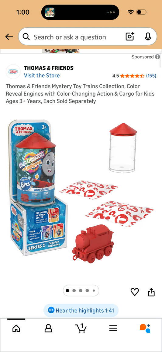 Thomas & Friends Mystery Toy Trains Collection, Color Reveal Engines with Color-Changing Action & Cargo for Kids Ages 3+ Years, Each Sold Separately