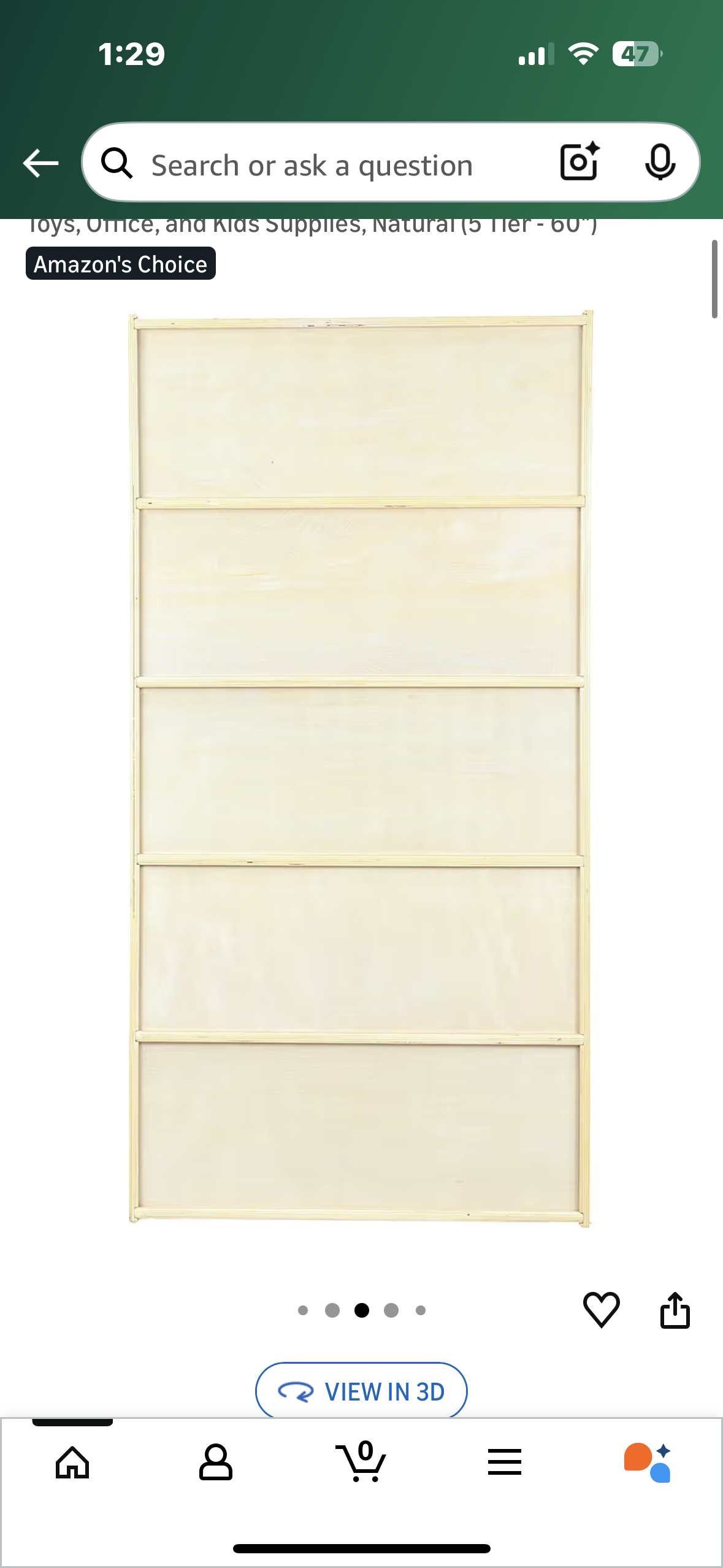 Classic Birch Book Shelf, Wooden Wall Organizer for Books, Toys, Office, and Kids Supplies, Natural (5 Tier - 60") (L1127)