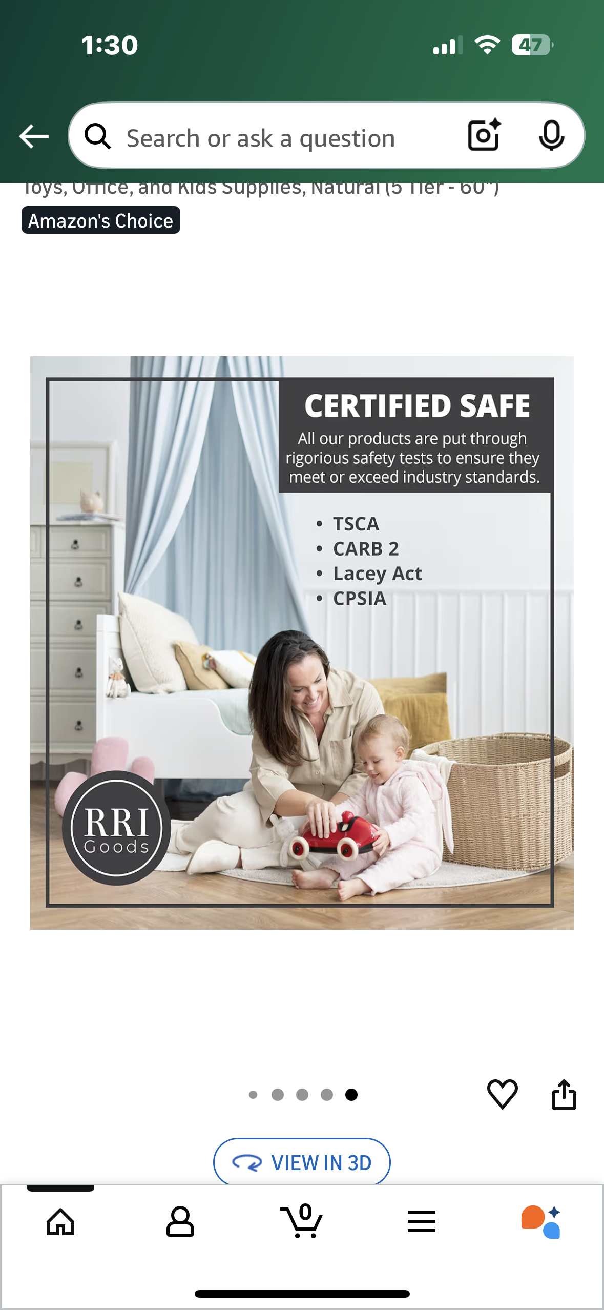 Classic Birch Book Shelf, Wooden Wall Organizer for Books, Toys, Office, and Kids Supplies, Natural (5 Tier - 60") (L1127)