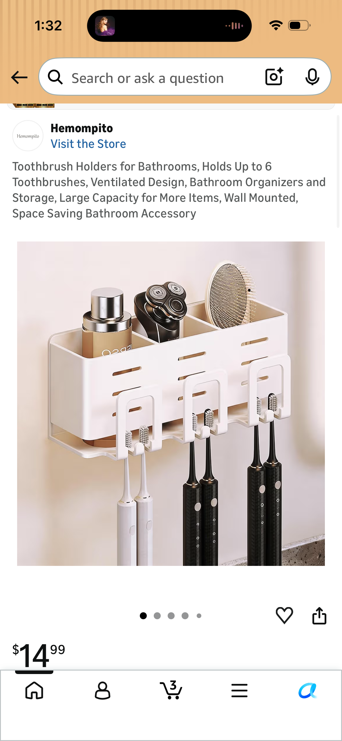 Toothbrush Holders for Bathrooms, Holds Up to 6 Toothbrushes, Ventilated Design, Bathroom Organizers and Storage, Large Capacity for More Items, Wall Mounted, Space Saving Bathroom Accessory