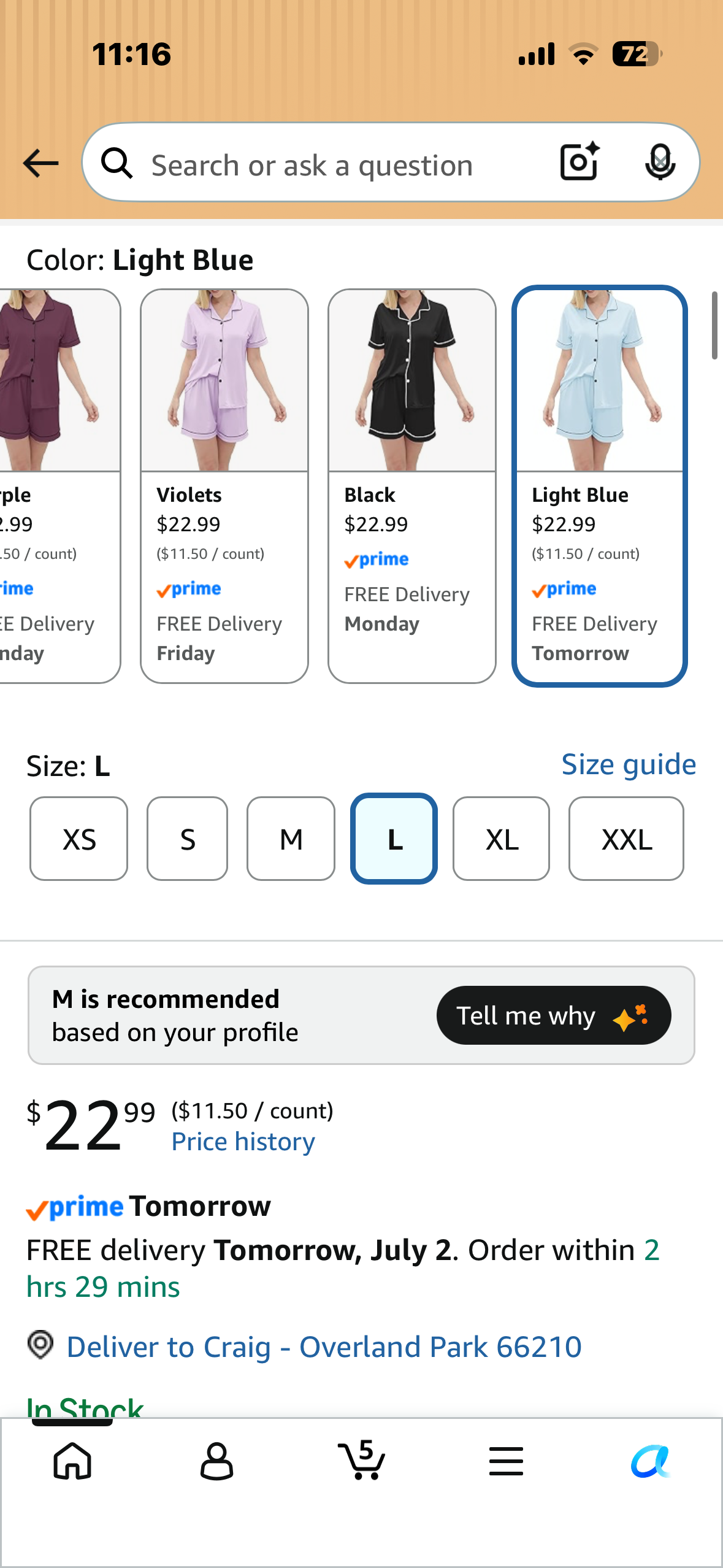 Women’s Pajama Set, Short Sleeve Button Down Sleepwear, Soft Comfy 2 Piece Lounge Set (Size Large)