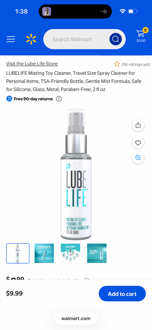 LUBELIFE Misting Toy Cleaner, Travel Size Spray Cleaner for Personal Items, TSA-Friendly Bottle, Gentle Mist Formula, Safe for Silicone, Glass, Metal, Paraben-Free, 2 fl oz