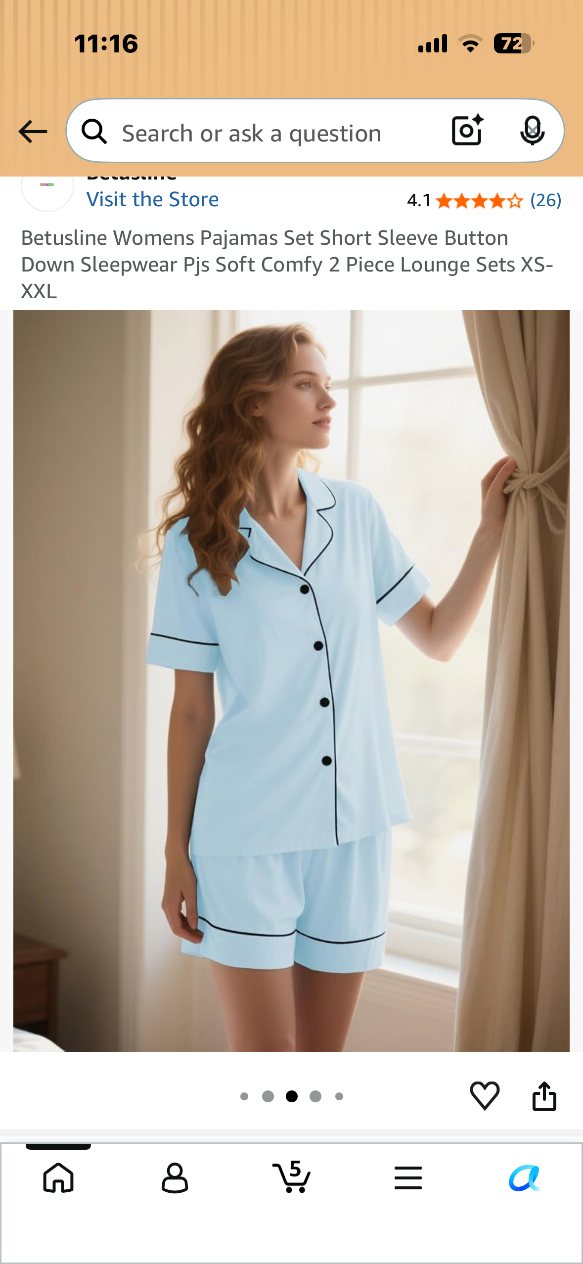 Women’s Pajama Set, Short Sleeve Button Down Sleepwear, Soft Comfy 2 Piece Lounge Set (Size Large)