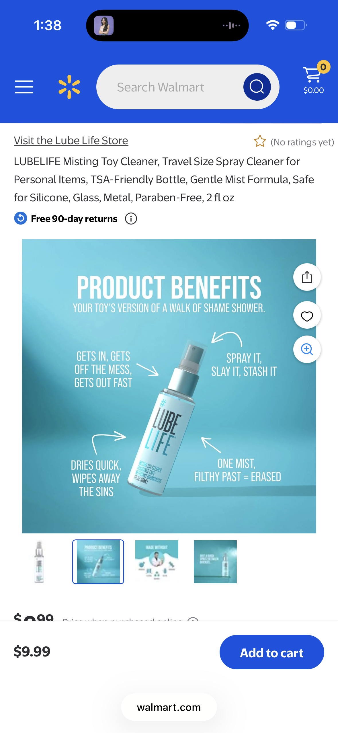 LUBELIFE Misting Toy Cleaner, Travel Size Spray Cleaner for Personal Items, TSA-Friendly Bottle, Gentle Mist Formula, Safe for Silicone, Glass, Metal, Paraben-Free, 2 fl oz