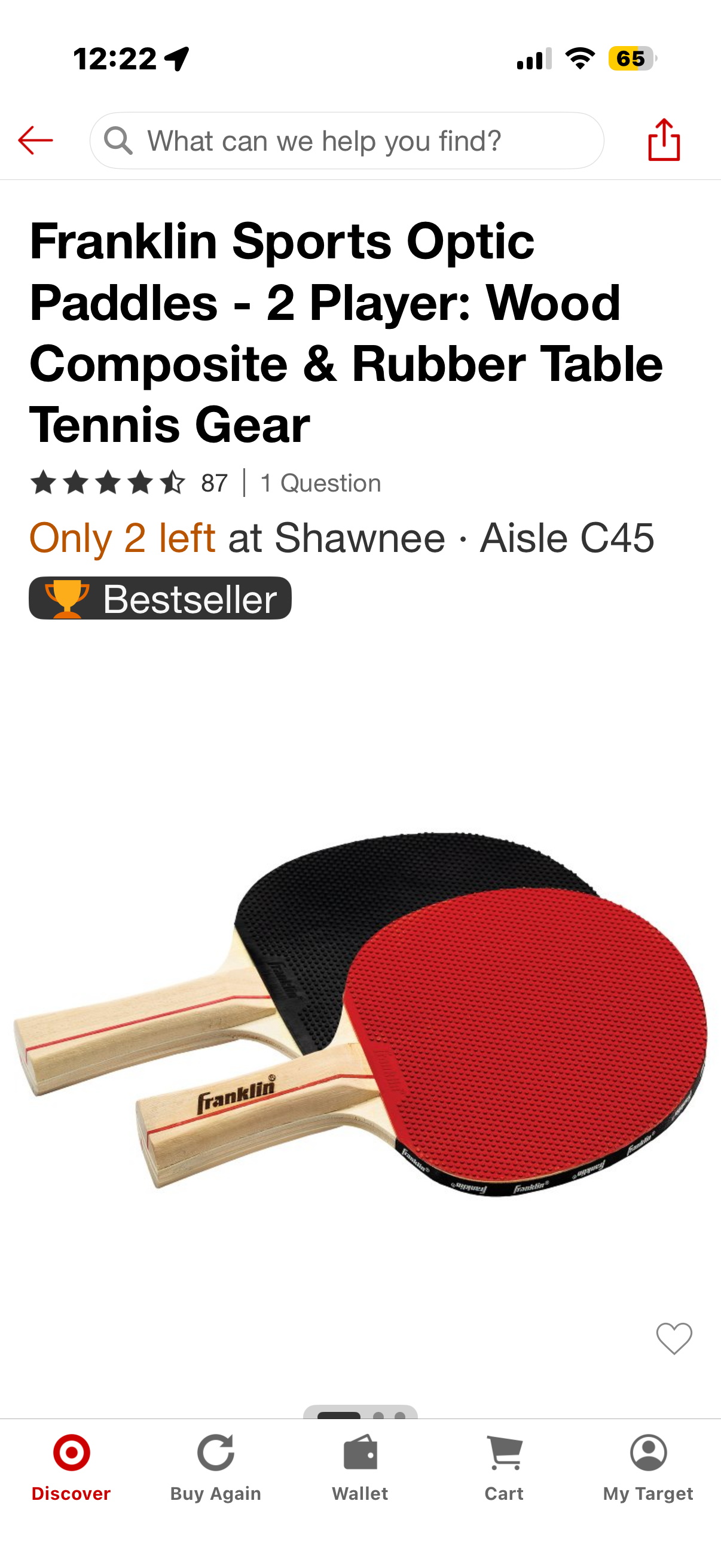Franklin Sports Optic Paddles - 2 Player: Wood Composite & Rubber Table Tennis Gear