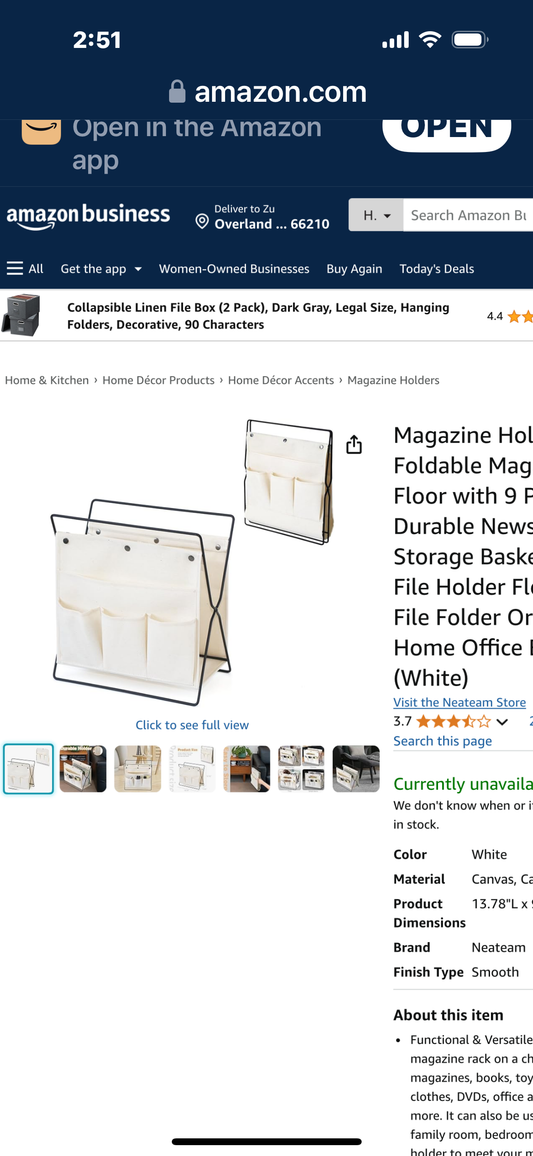 Magazine Holder, Foldable Magazine Rack Floor with 9 Pockets Durable Newspaper Book Storage Basket Magazine File Holder Floor Sturdy File Folder Organizer for Home Office Bathroom (White)