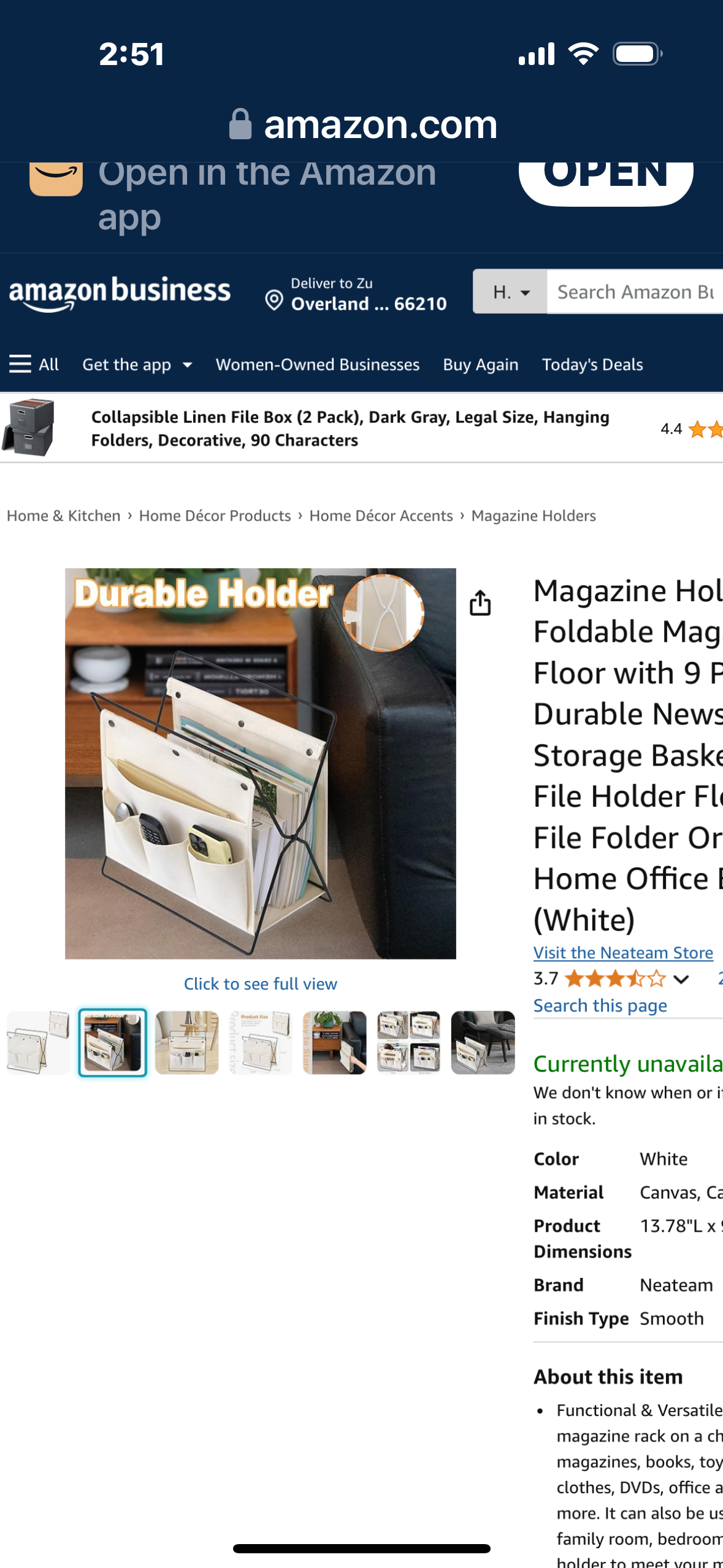 Magazine Holder, Foldable Magazine Rack Floor with 9 Pockets Durable Newspaper Book Storage Basket Magazine File Holder Floor Sturdy File Folder Organizer for Home Office Bathroom (White)