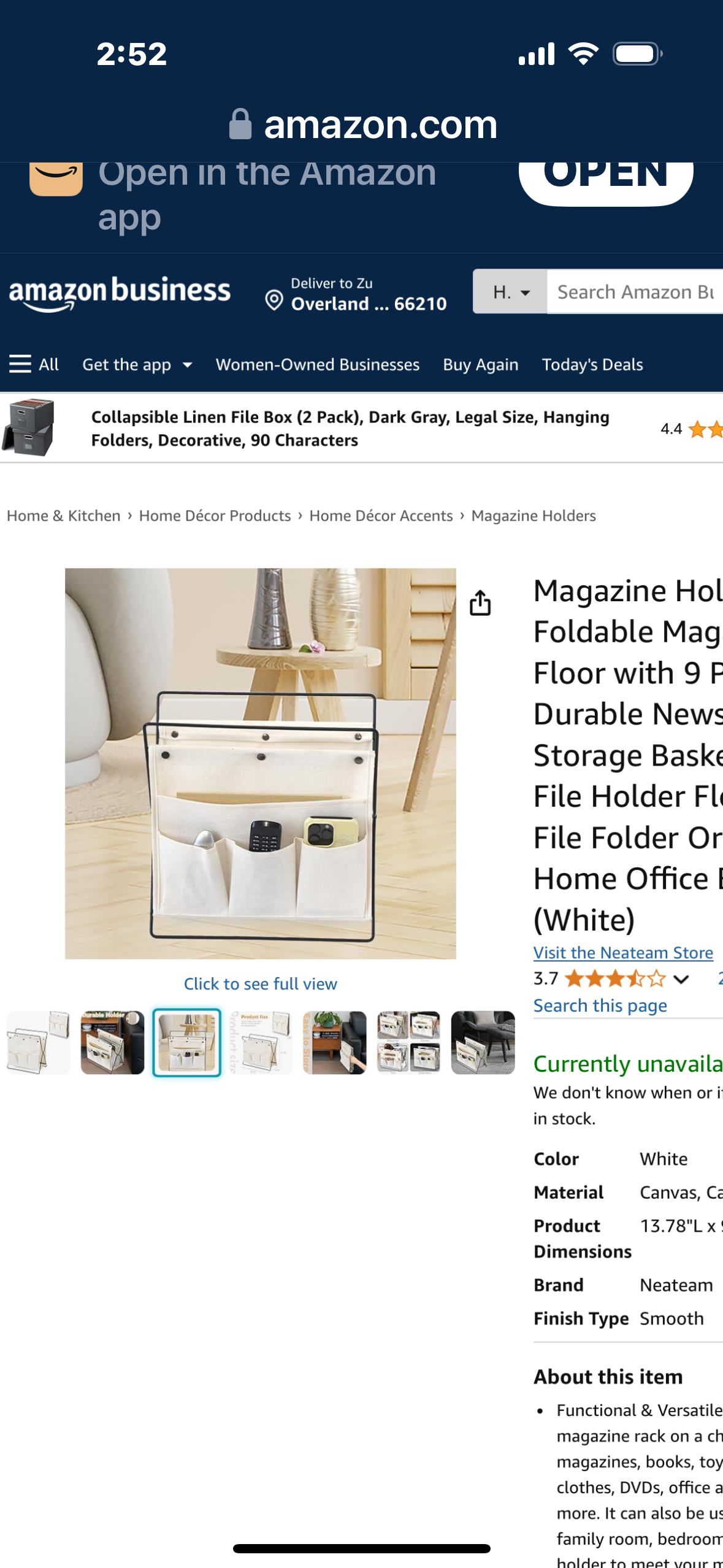 Magazine Holder, Foldable Magazine Rack Floor with 9 Pockets Durable Newspaper Book Storage Basket Magazine File Holder Floor Sturdy File Folder Organizer for Home Office Bathroom (White)