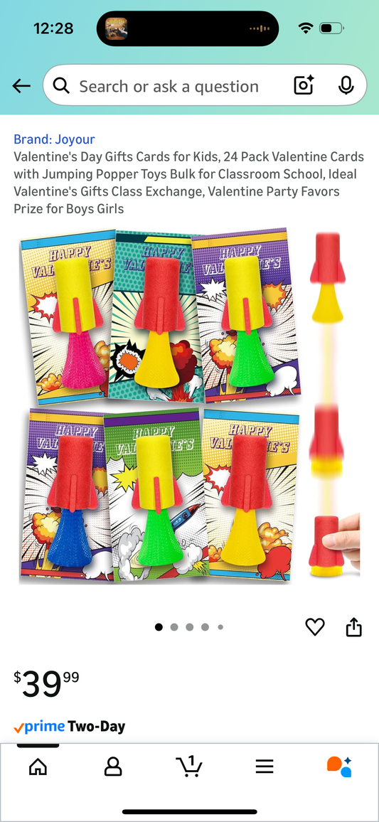 Valentine's Day Gifts Cards for Kids, 24 Pack Valentine Cards with Jumping Popper Toys Bulk for Classroom School, Ideal Valentine's Gifts Class Exchange, Valentine Party Favors Prize for Boys Girls