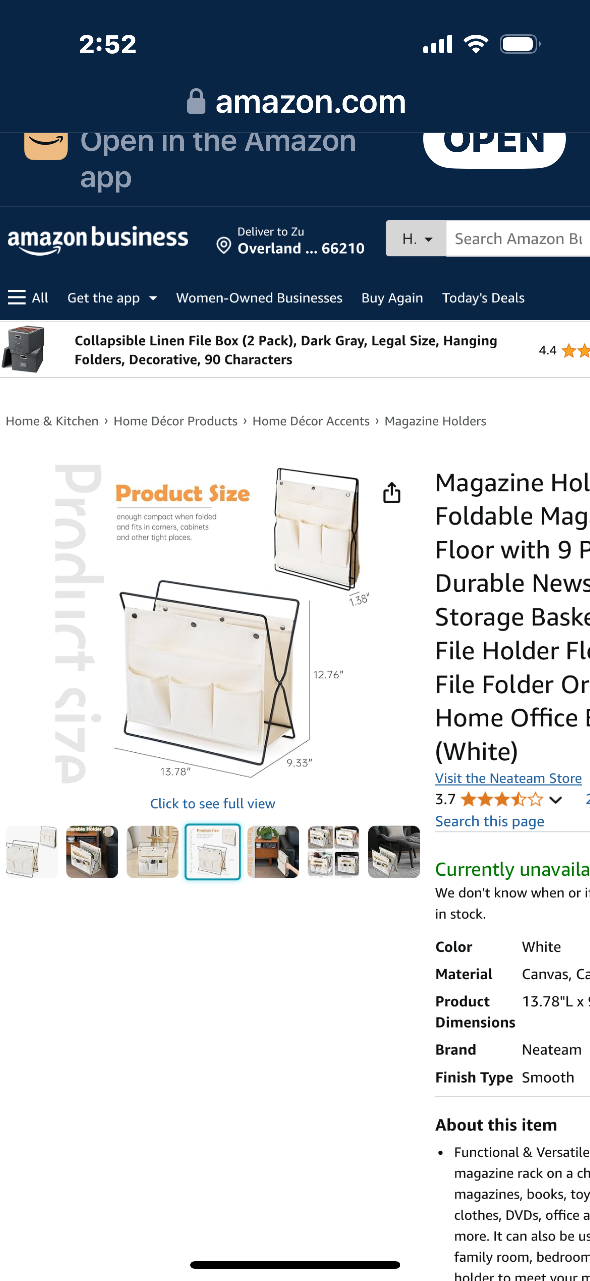 Magazine Holder, Foldable Magazine Rack Floor with 9 Pockets Durable Newspaper Book Storage Basket Magazine File Holder Floor Sturdy File Folder Organizer for Home Office Bathroom (White)