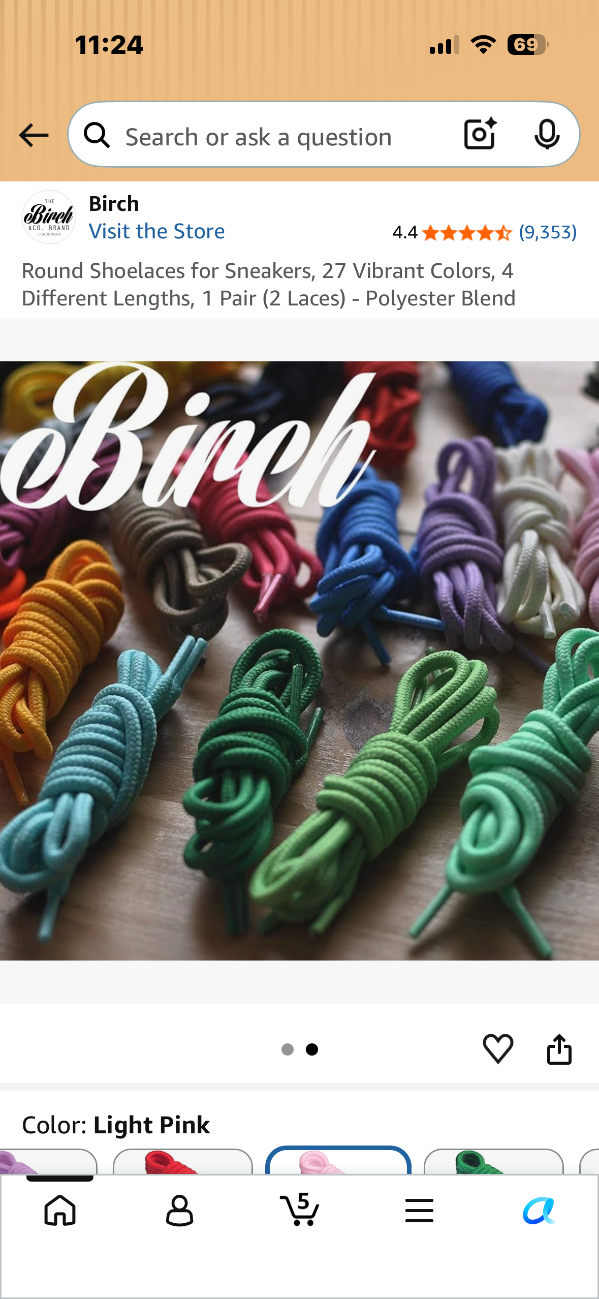 Round Shoelaces for Sneakers, 27 Vibrant Colors, 4 Different Lengths, 1 Pair (2 Laces) - Polyester Blend