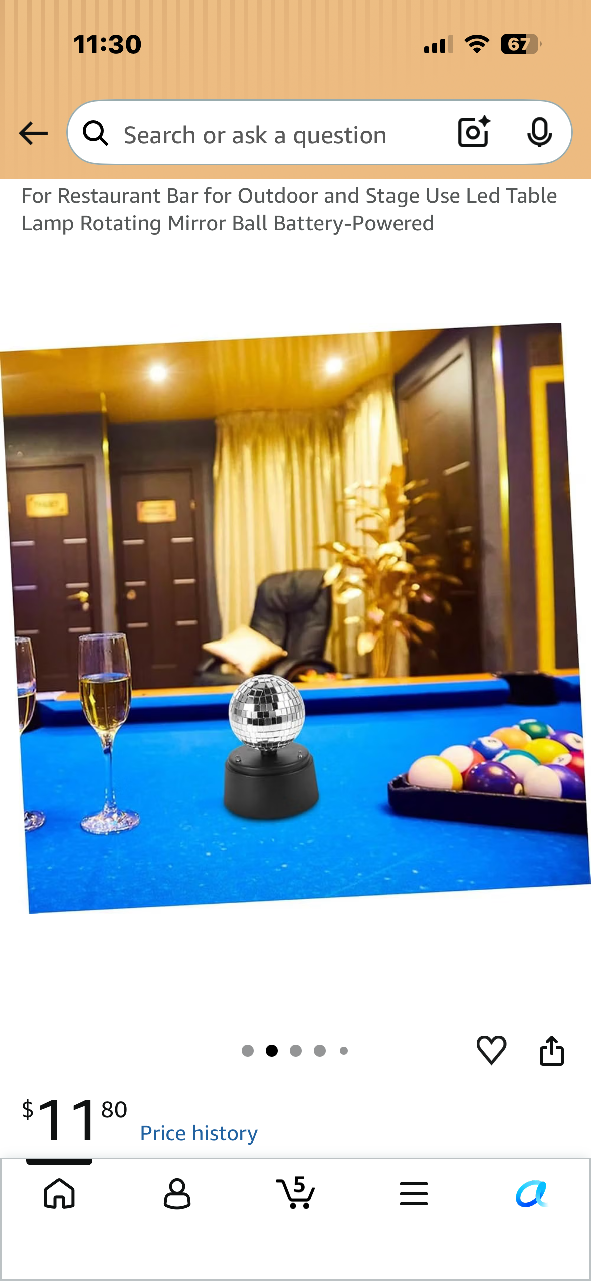 Battery Operated LED Strobe Light with Rotating Glass Mirror Disco Ball, Portable Ambient Lamp for Open-Air Performance Use Mirror Surface