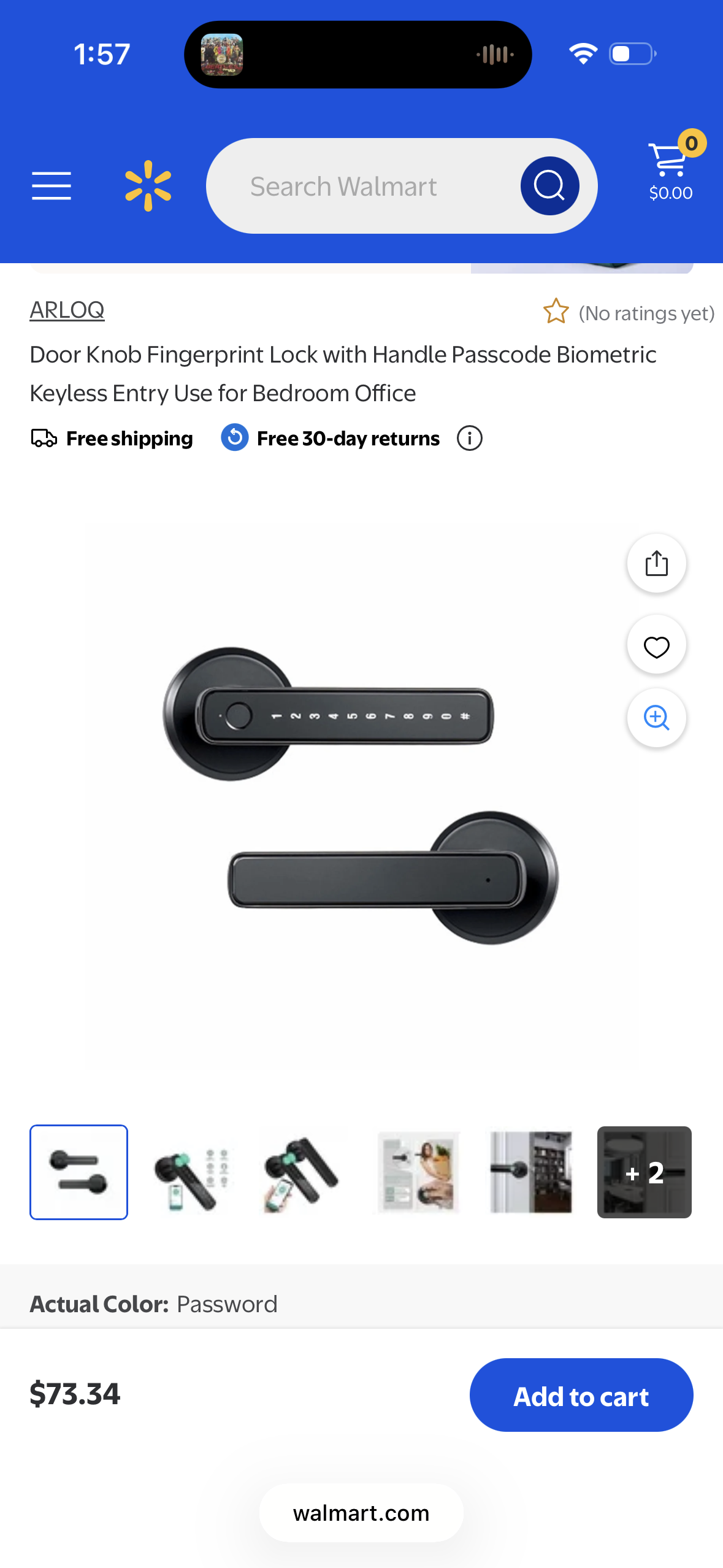 Door Knob Fingerprint Lock with Handle Passcode Biometric Keyless Entry Use for Bedroom Office