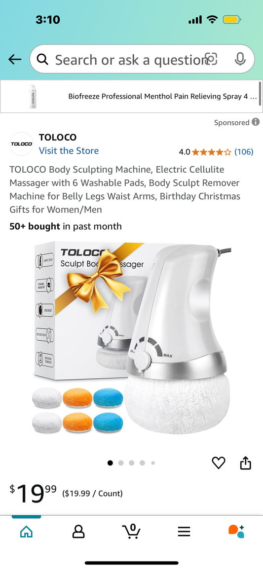 TOLOCO Body Sculpting Machine, Electric Cellulite Massager with 6 Washable Pads, Body Sculpt Remover Machine for Belly Legs Waist Arms, Birthday Christmas Gifts for Women/Men