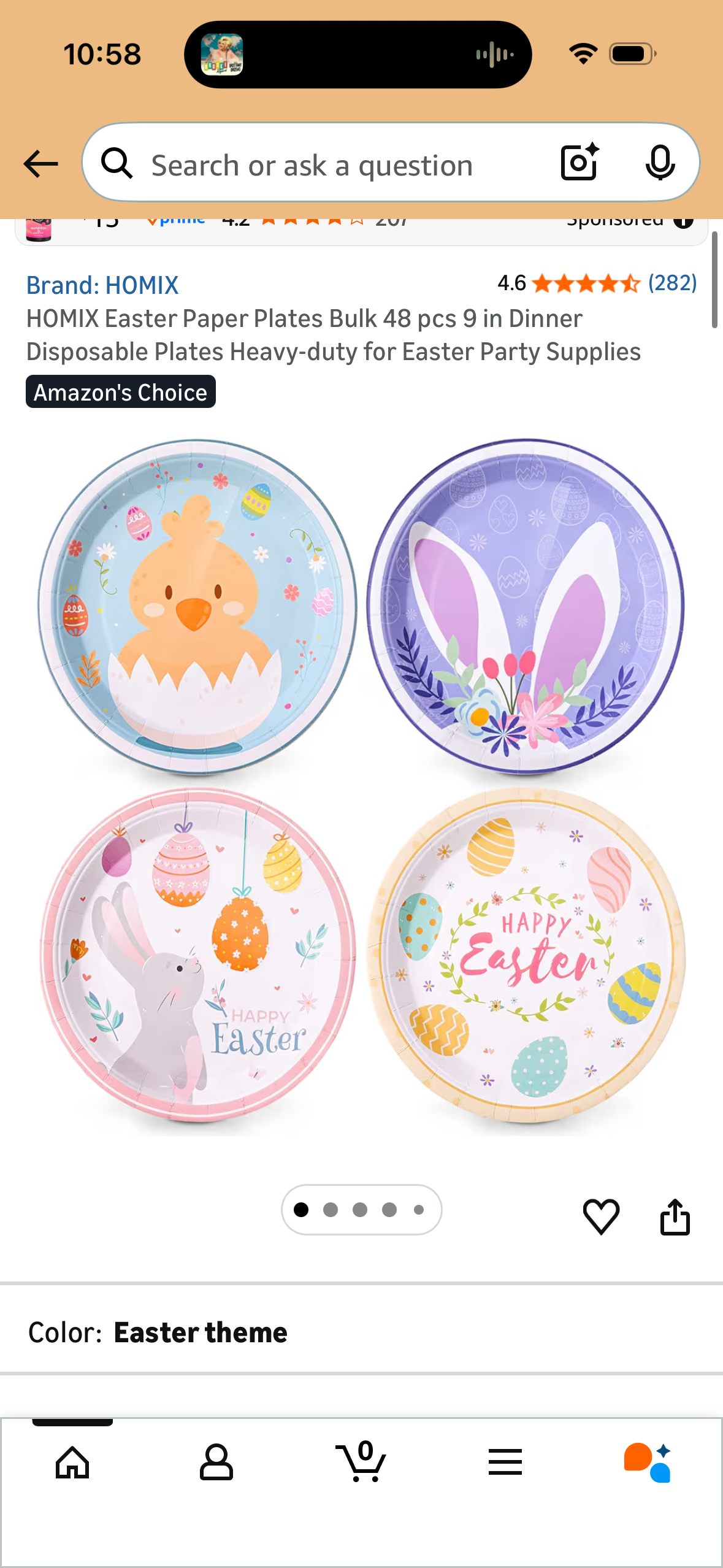 HOMIX Easter Paper Plates Bulk 48 pcs 9 in Dinner Disposable Plates Heavy-duty for Easter Party Supplies