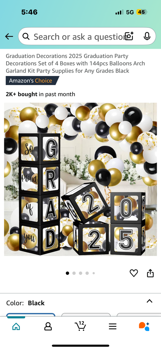 Graduation Decorations 2025 Graduation Party Decorations Set of 4 Boxes with 144pcs Balloons Arch Garland Kit Party Supplies for Any Grades Black