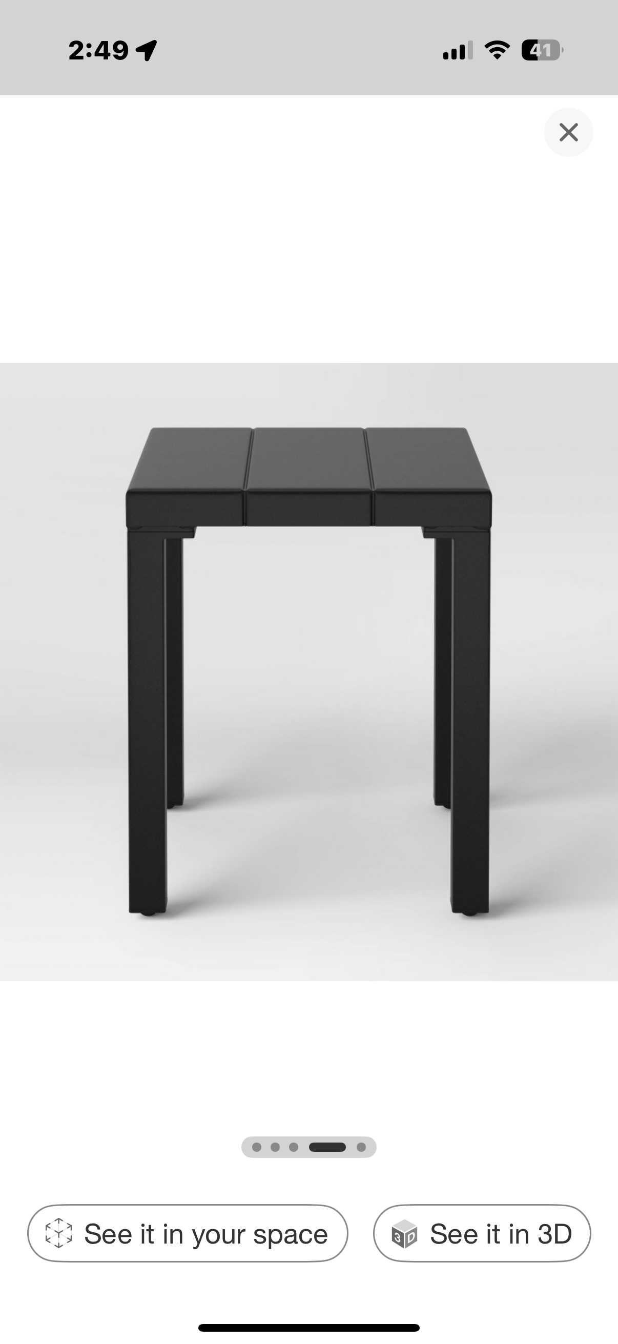 Beech Faux Slats Patio Accent Table Black - Threshold™