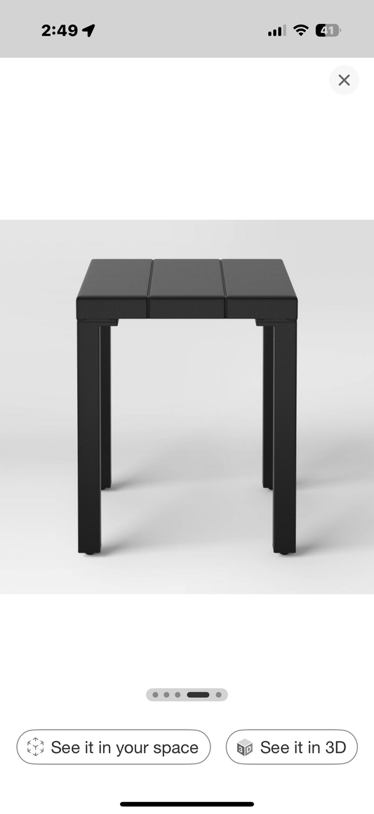 Beech Faux Slats Patio Accent Table Black - Threshold™