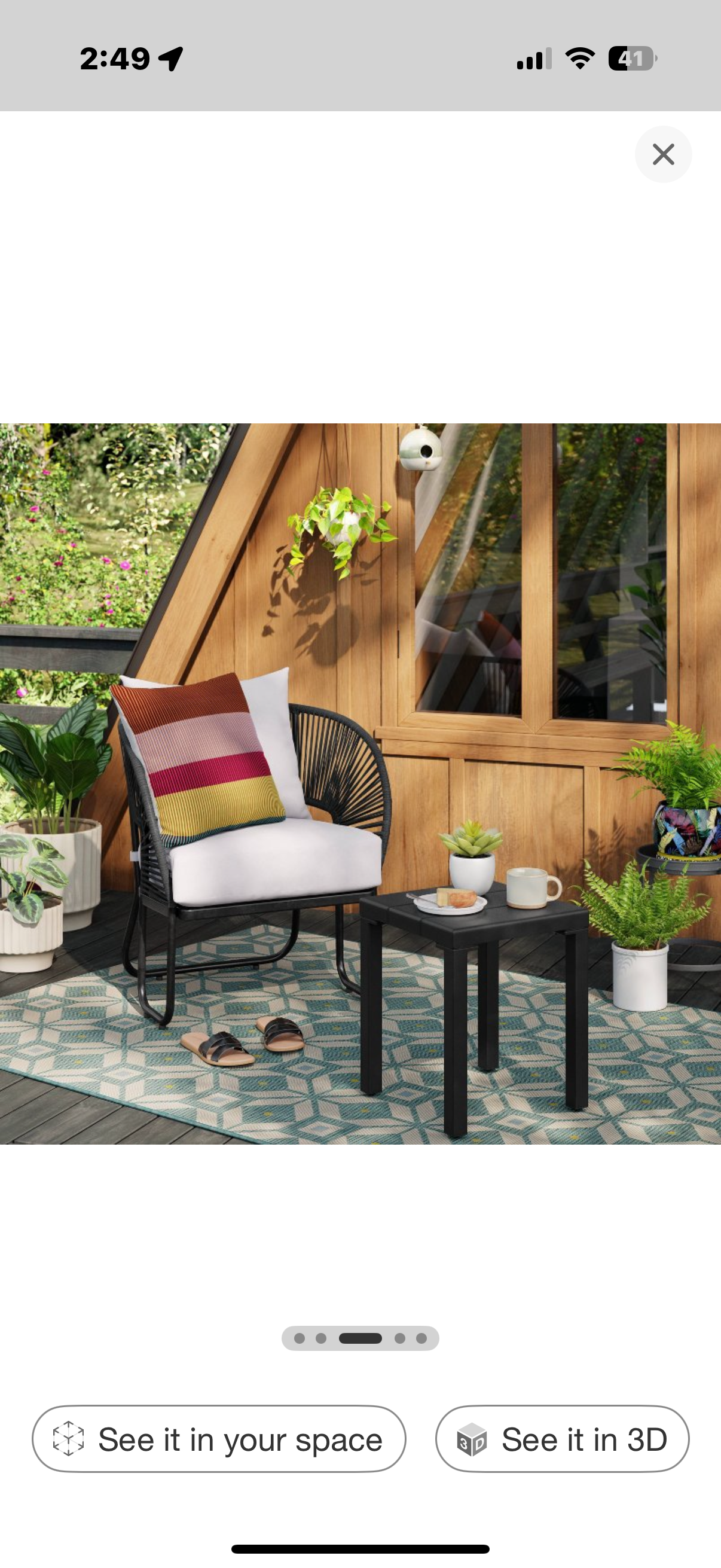 Beech Faux Slats Patio Accent Table Black - Threshold™