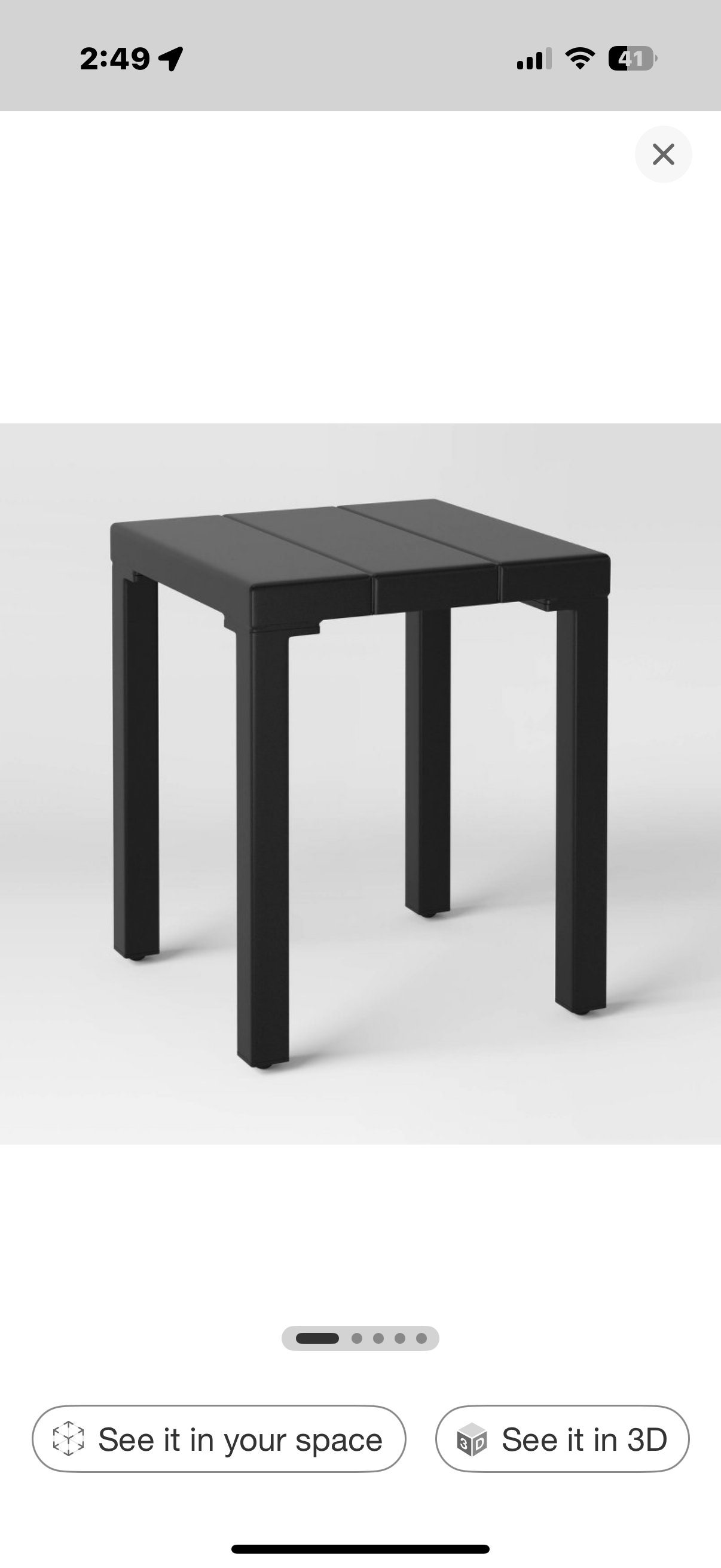 Beech Faux Slats Patio Accent Table Black - Threshold™