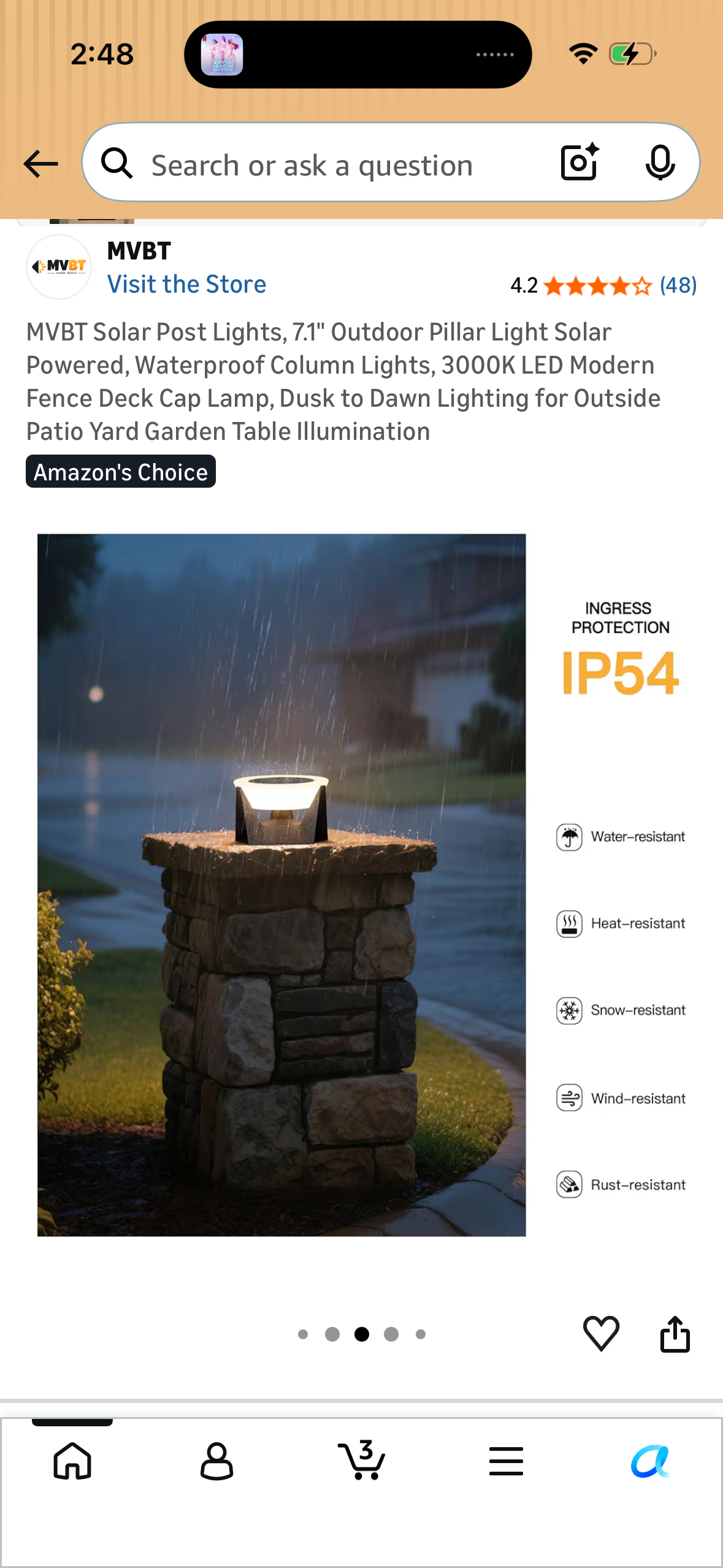 MVBT Solar Post Lights, 7.1" Outdoor Pillar Light Solar Powered, Waterproof Column Lights, 3000K LED Modern Fence Deck Cap Lamp, Dusk to Dawn Lighting for Outside Patio Yard Garden Table Illumination