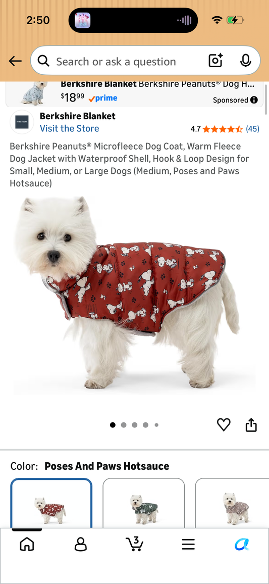 Berkshire Peanuts® Microfleece Dog Coat, Warm Fleece Dog Jacket with Waterproof Shell, Hook & Loop Design for Small, Medium, or Large Dogs (Size Medium)